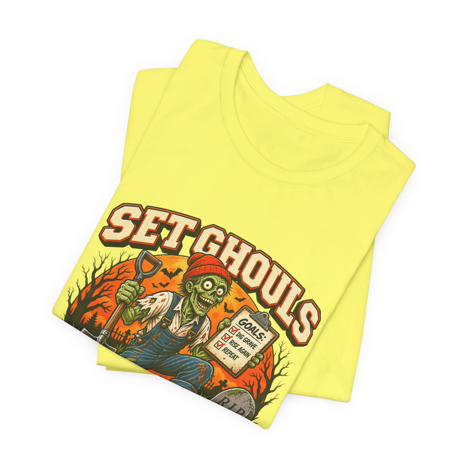 Set Ghouls Dig Graves Zombie Halloween Tee - Image 11