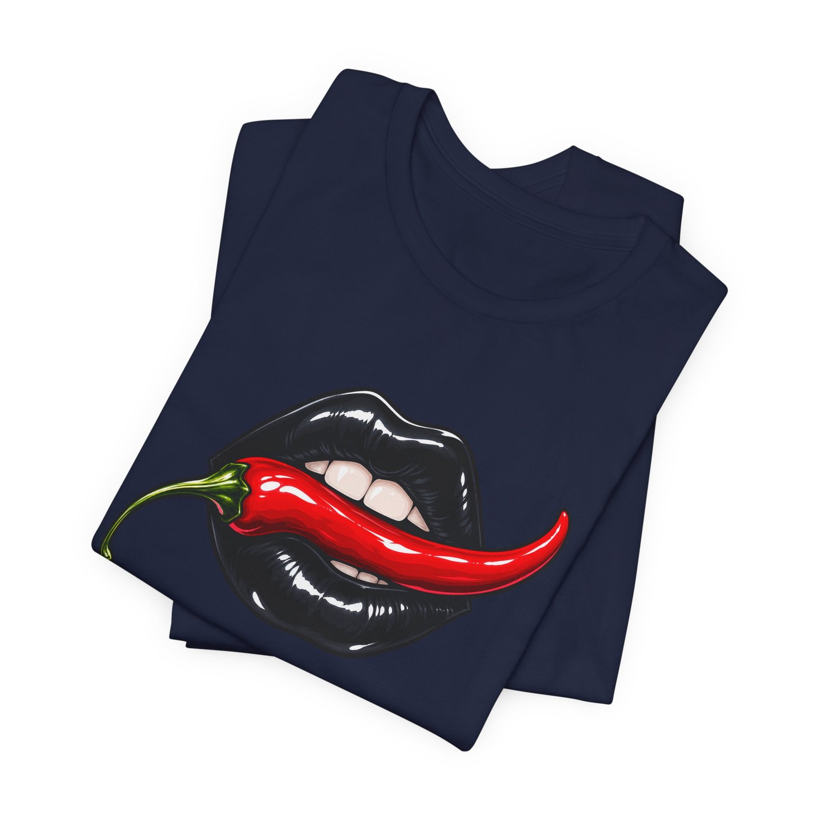 Chili Lips Bite Spicy Food Humor Graphic Tee - Image 35