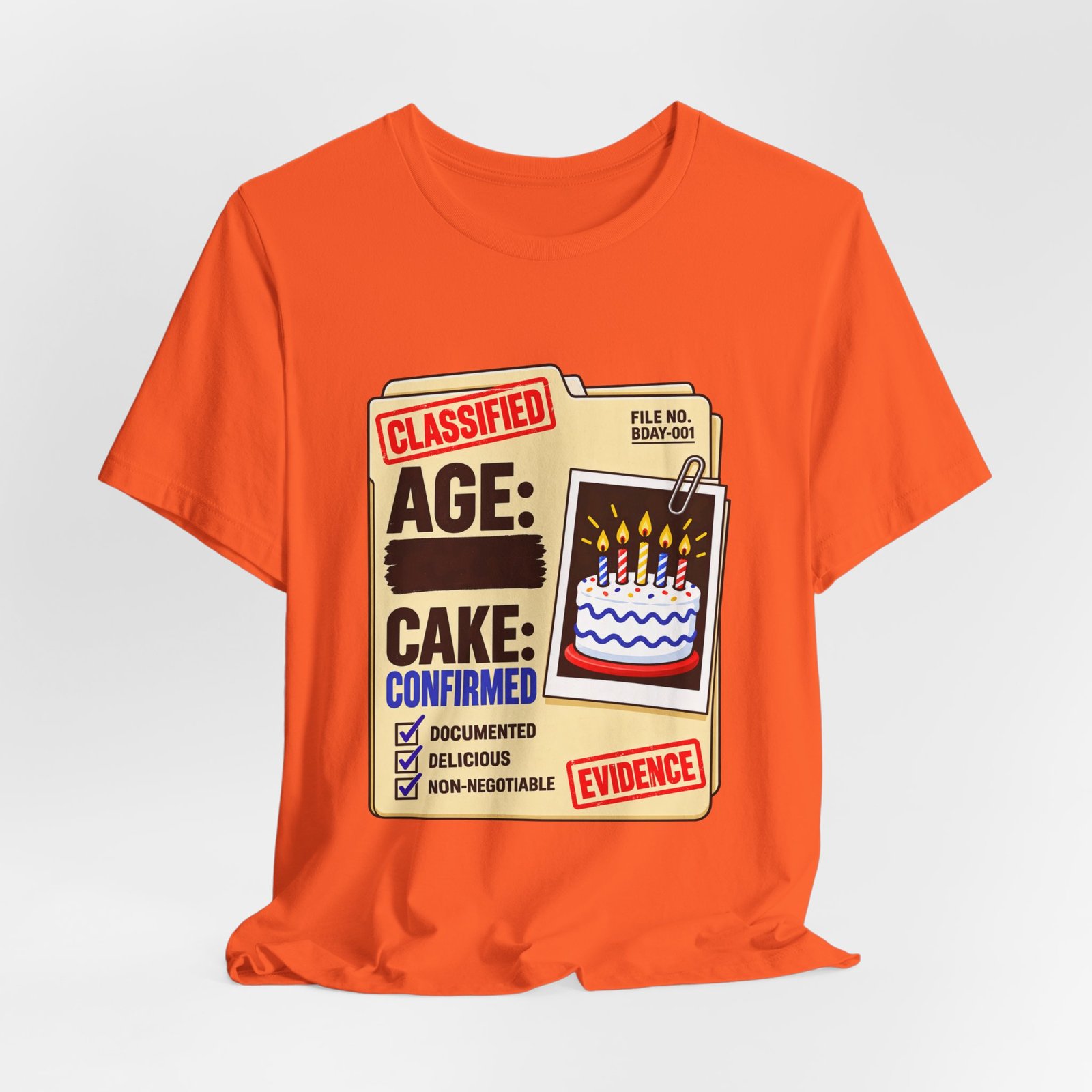 Classified Birthday Cake Funny Case Dossier Graphic Tee - Image 8