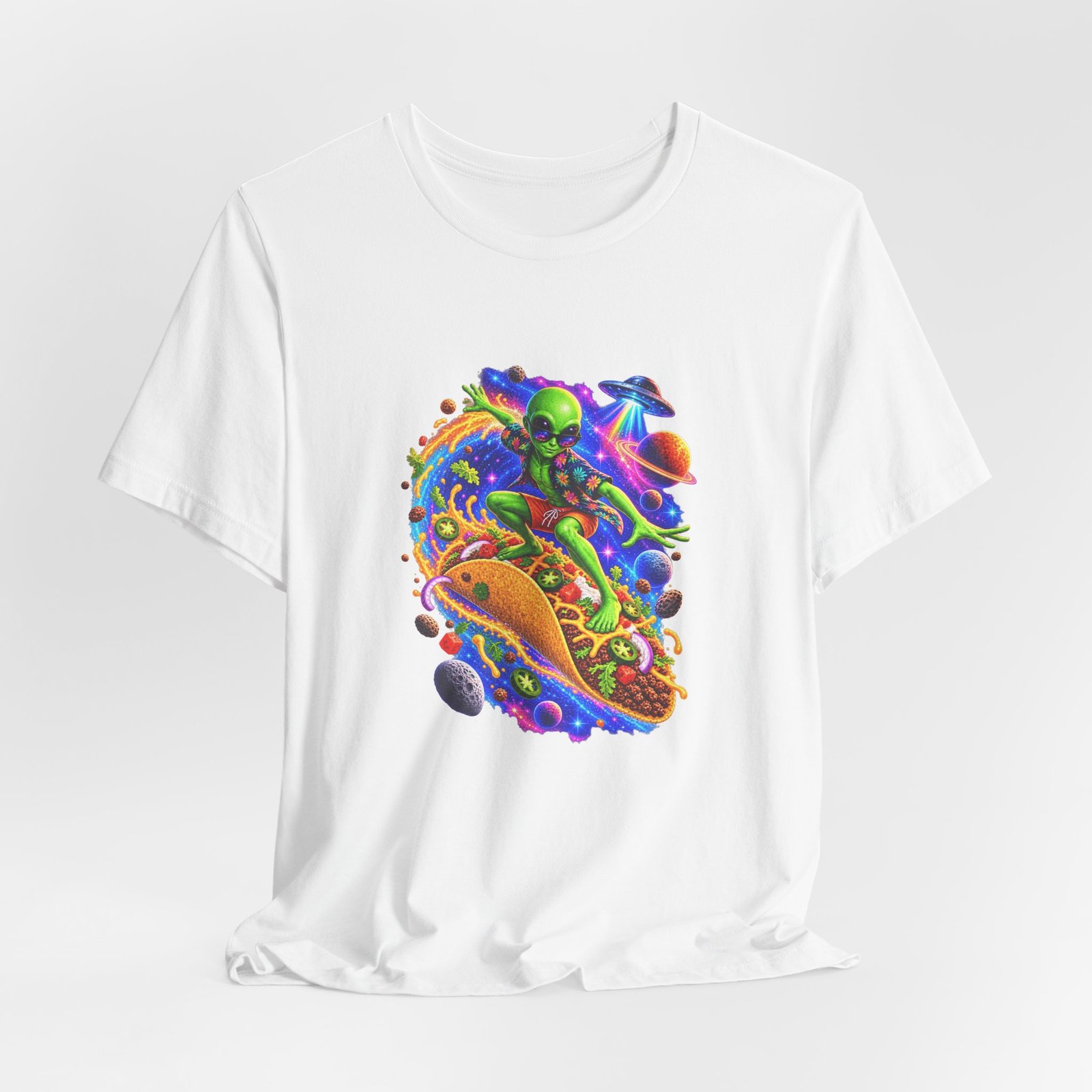Alien Taco Space Surfer Graphic Tee - Image 4
