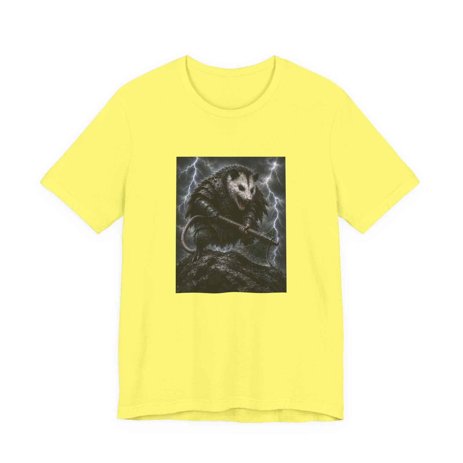 Opossum Warrior With Axe Lightning Storm Graphic Tee - Image 17