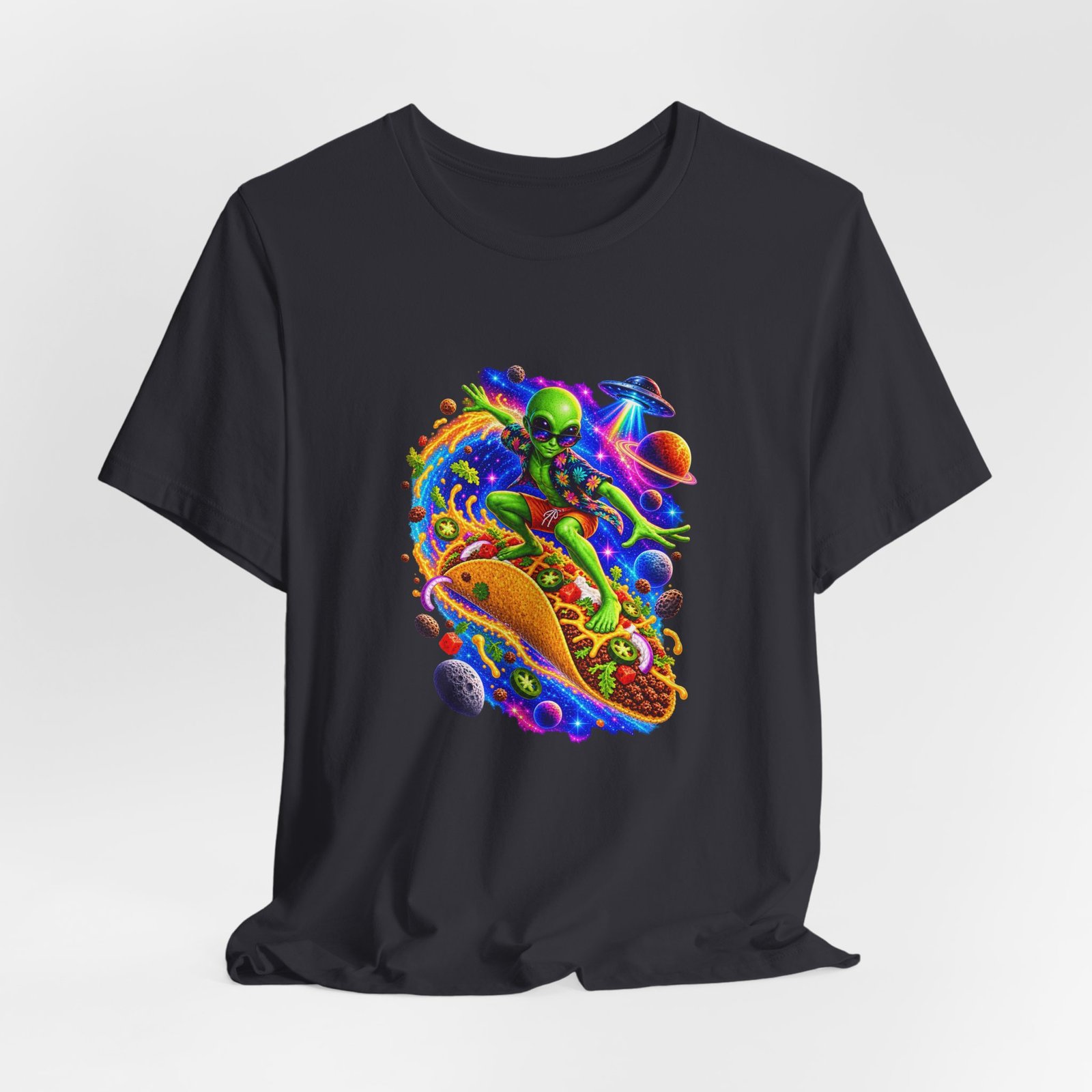 Alien Taco Space Surfer Graphic Tee - Image 24