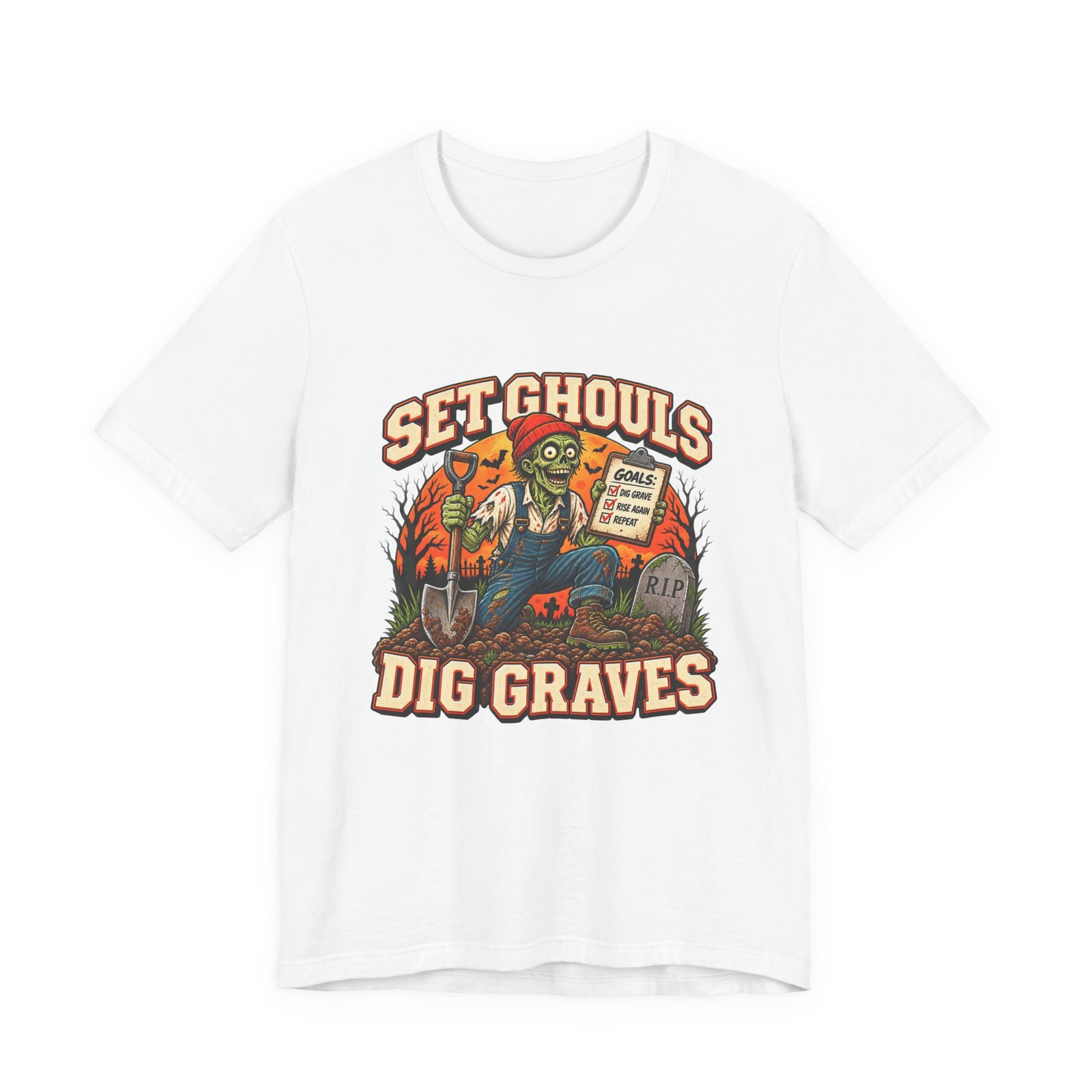 Set Ghouls Dig Graves Zombie Halloween Tee