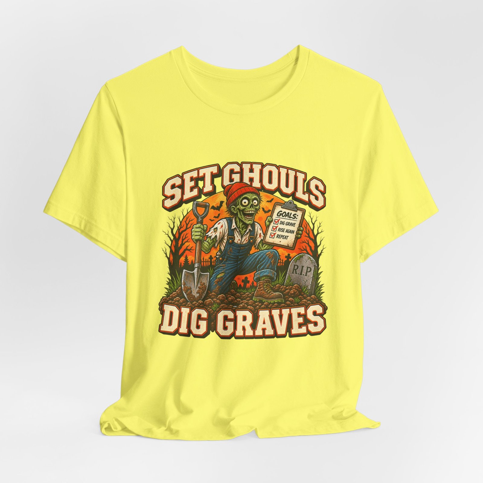 Set Ghouls Dig Graves Zombie Halloween Tee - Image 12