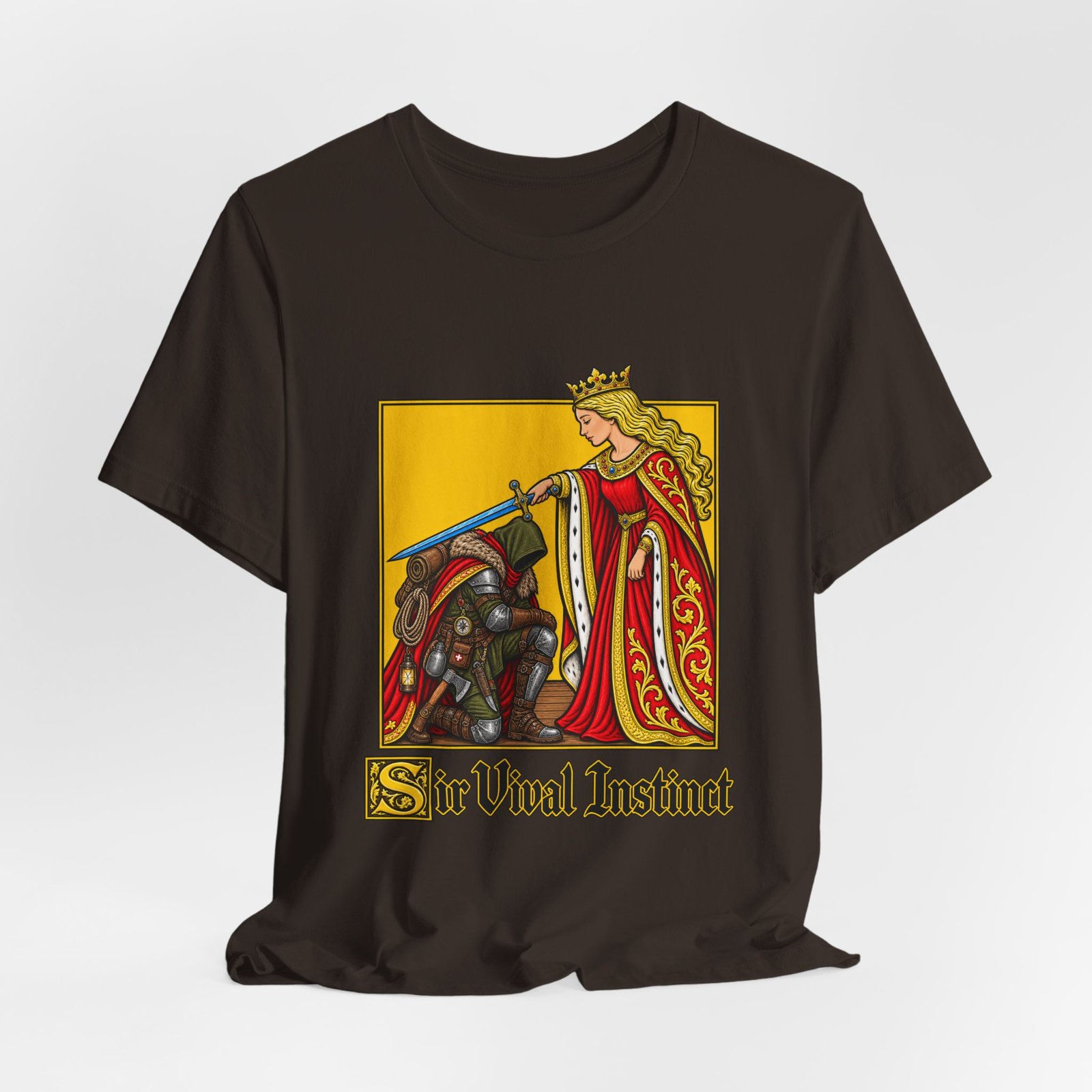 Sir Vival Instinct Medieval Survivalist Pun Graphic Tee - Image 12