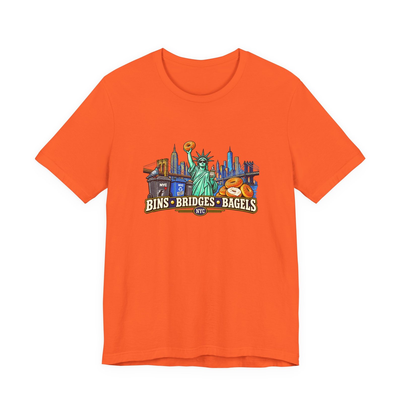 NYC Cleaner Streets Liberty Bagels Bridges Bins Graphic Tee - Image 5