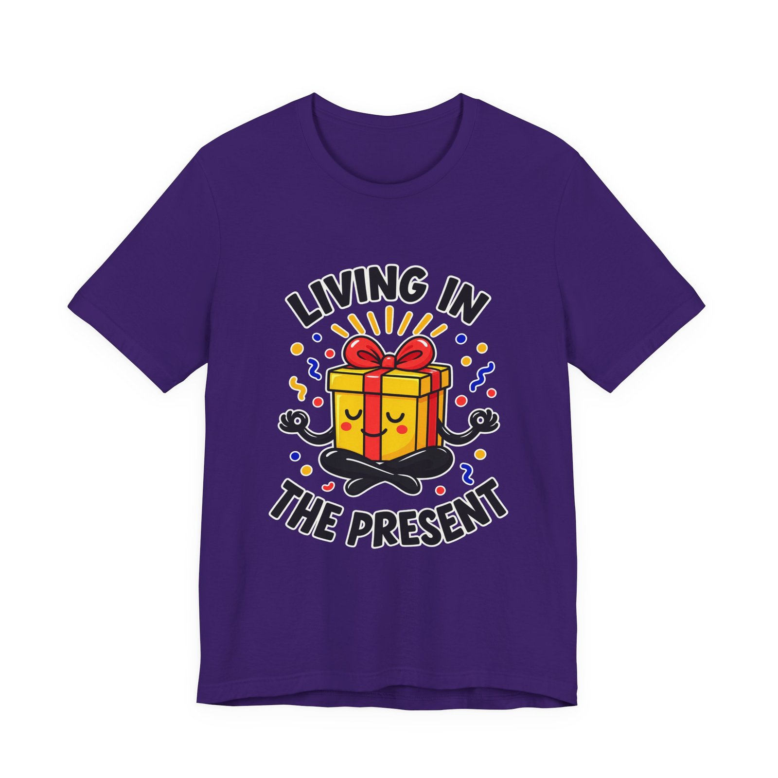 Living In The Present Meditating Gift Birthday Pun Graphic Tee - Image 37