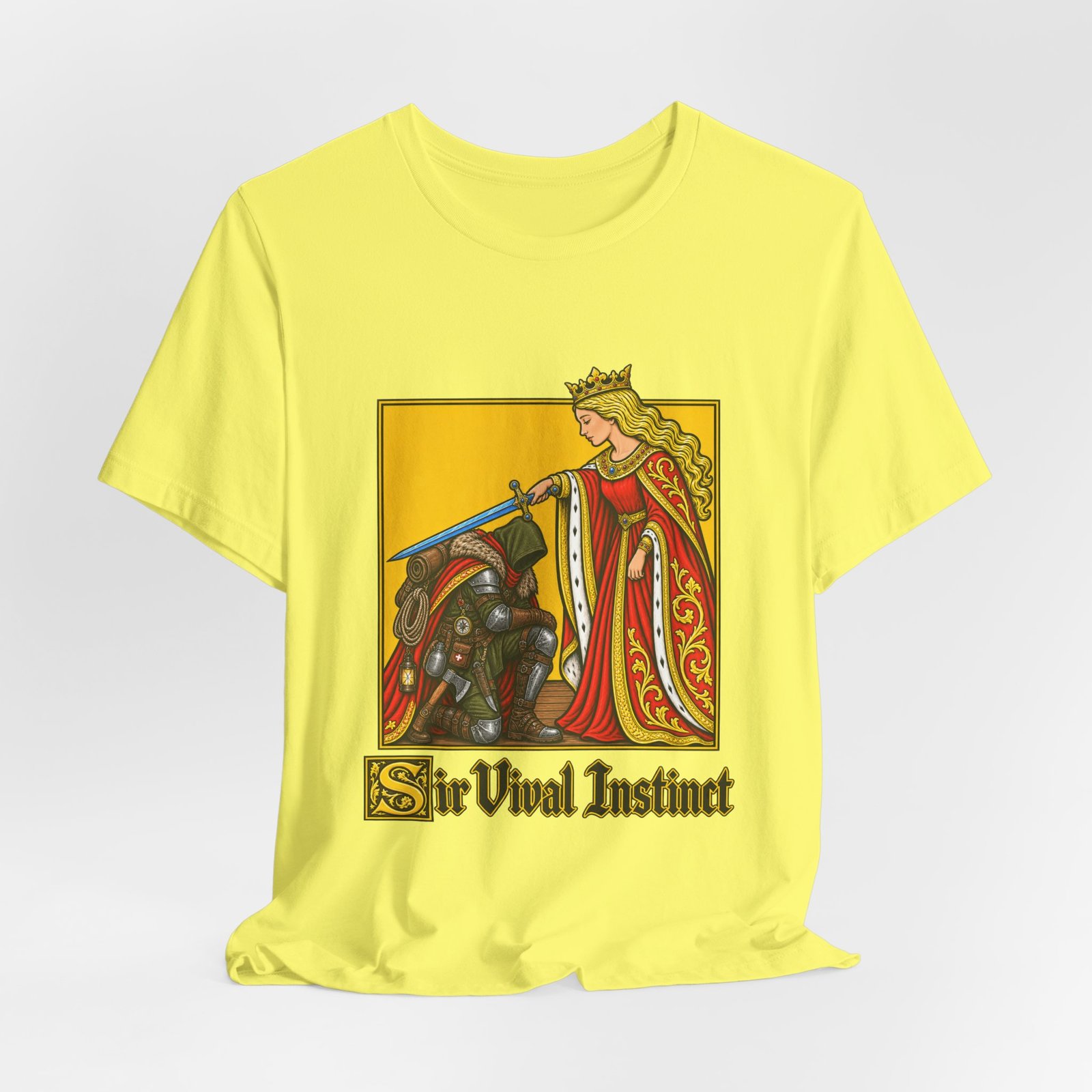 Sir Vival Instinct Medieval Survivalist Pun Graphic Tee - Image 20