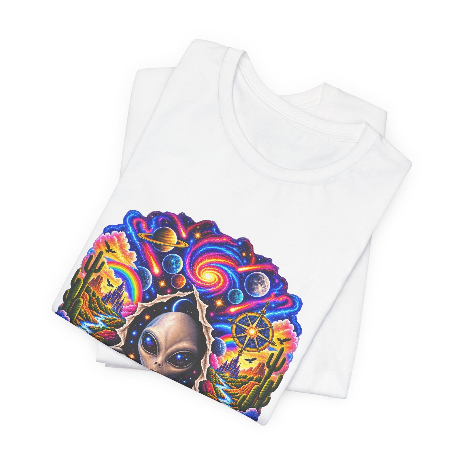 Psychedelic Alien Cosmic Portal Space Graphic Tee - Image 3