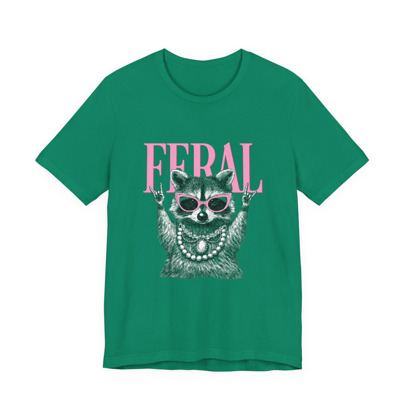 Feral Raccoon Pink Sunglasses Pearl Attitude Graphic Tee - Image 25