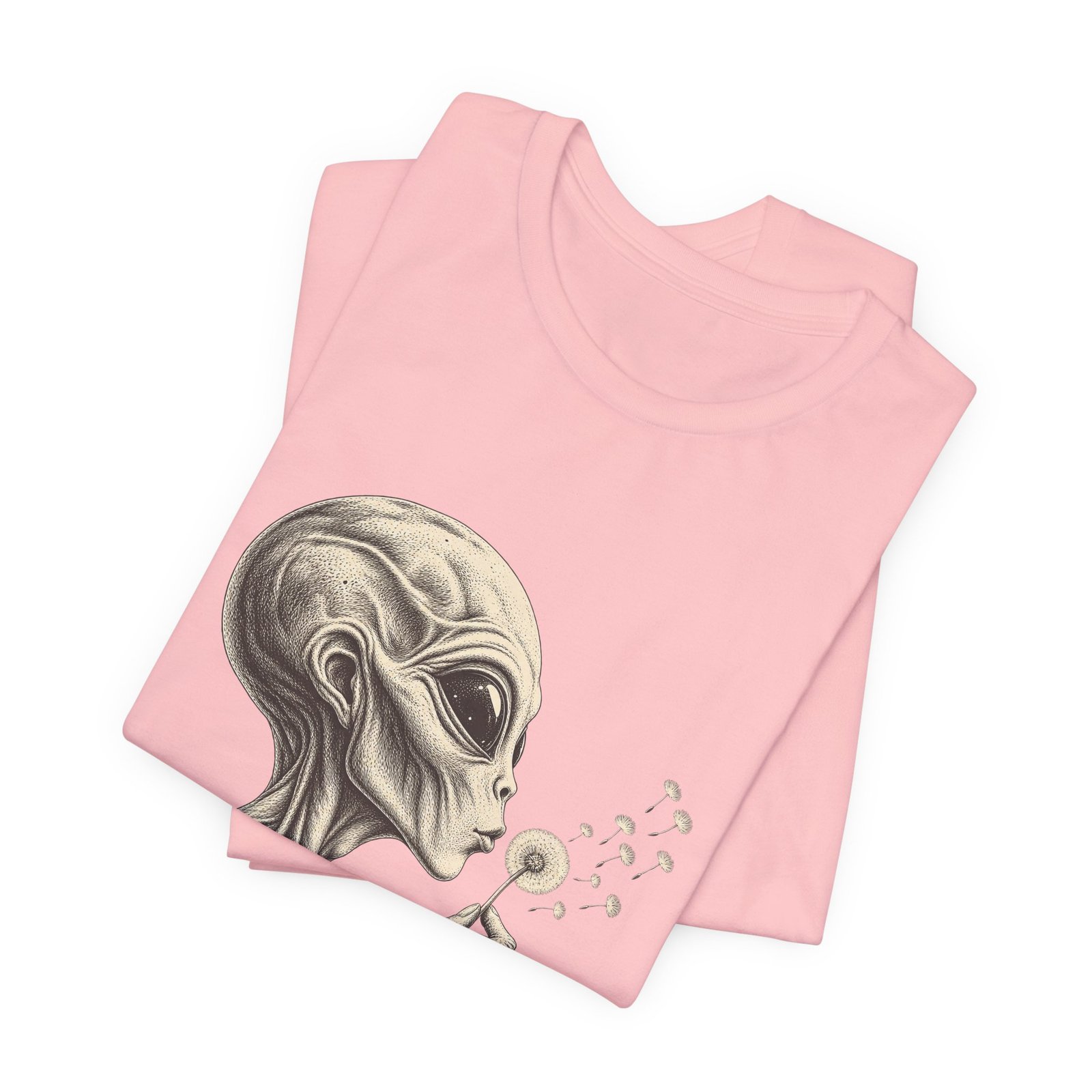 Alien Blowing Dandelion Seeds Wishful Extraterrestrial Wonder Tee - Image 43