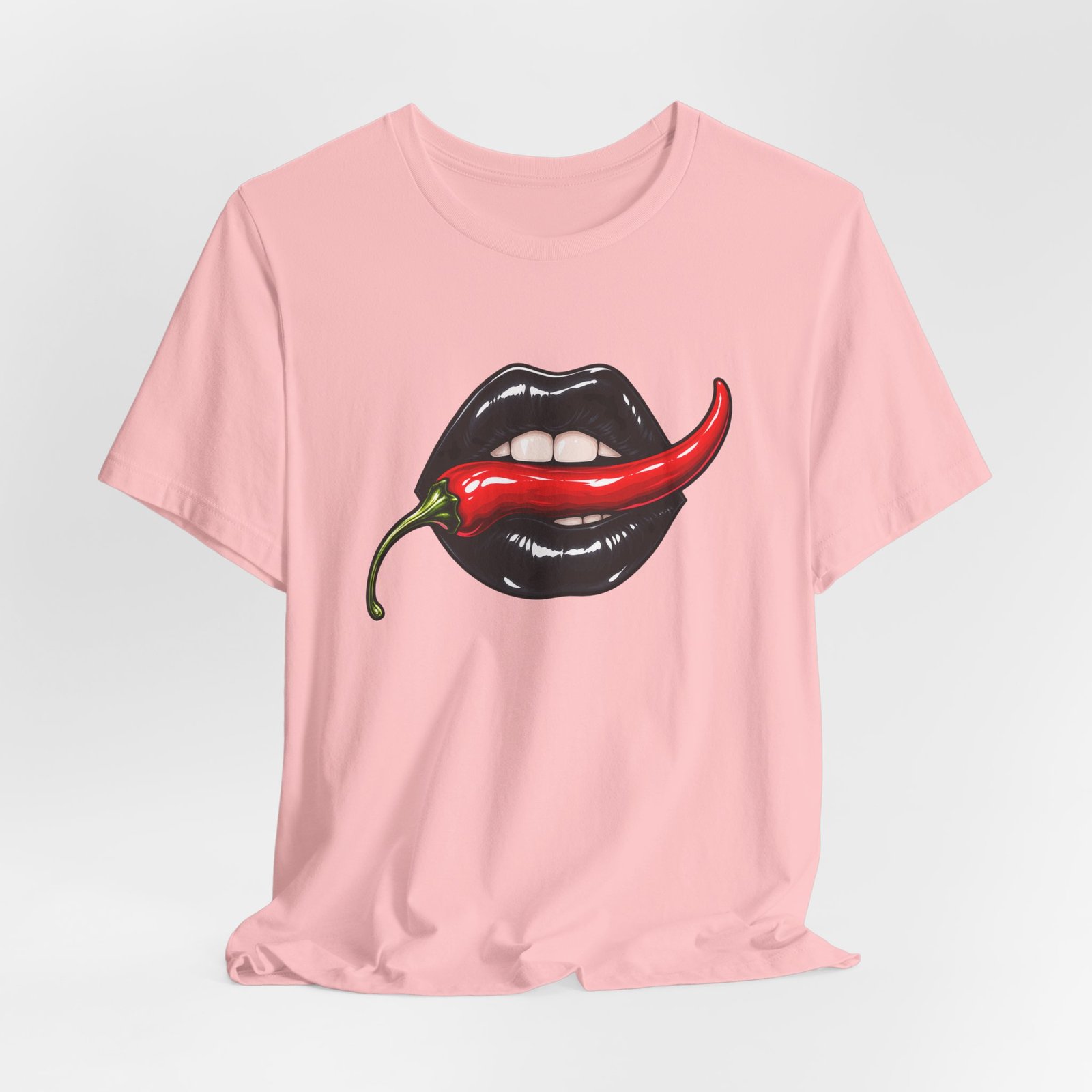 Chili Lips Bite Spicy Food Humor Graphic Tee - Image 44