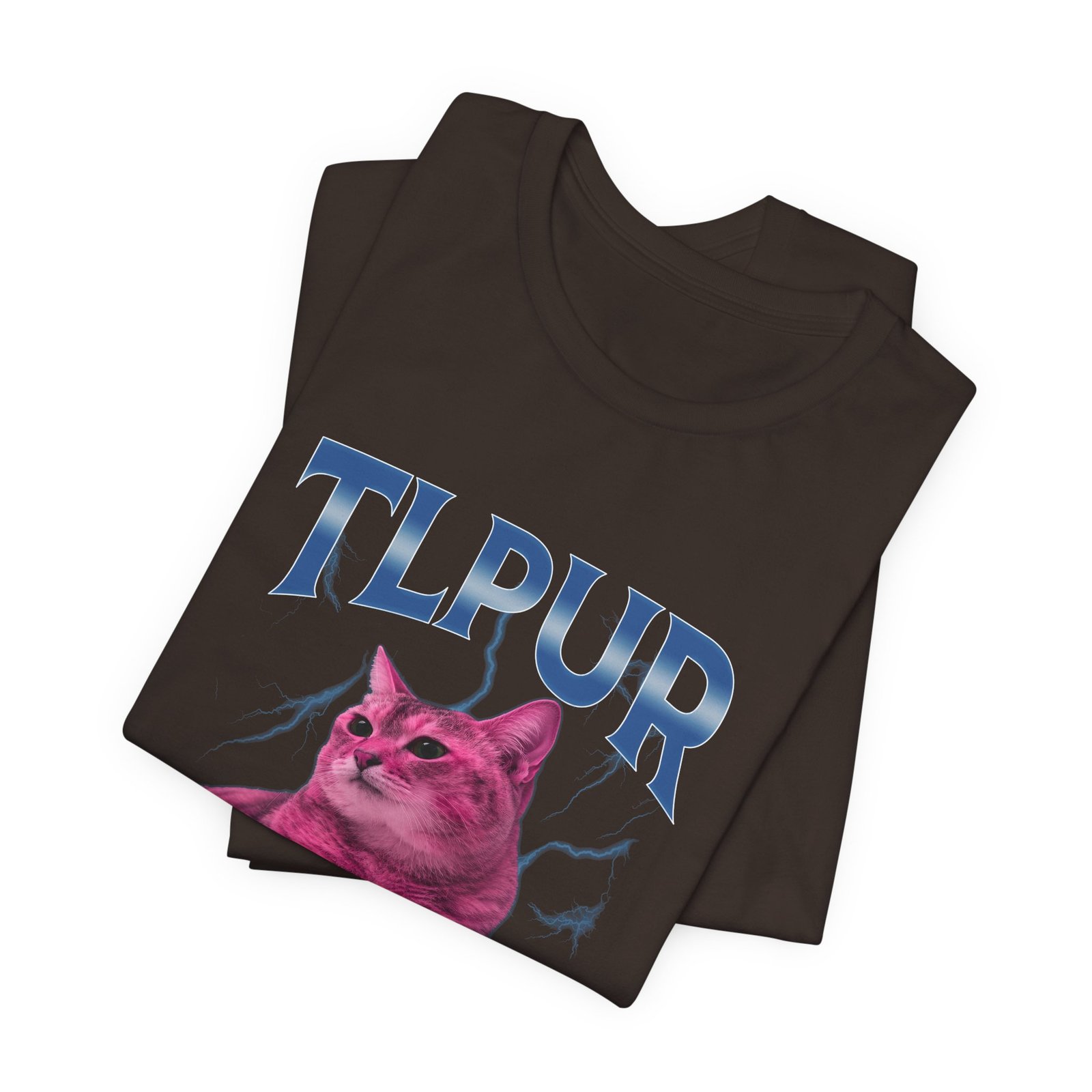 Bootleg TLPUR Meme Pink Cat Blue Splash Graphic Graphic Tee - Image 3