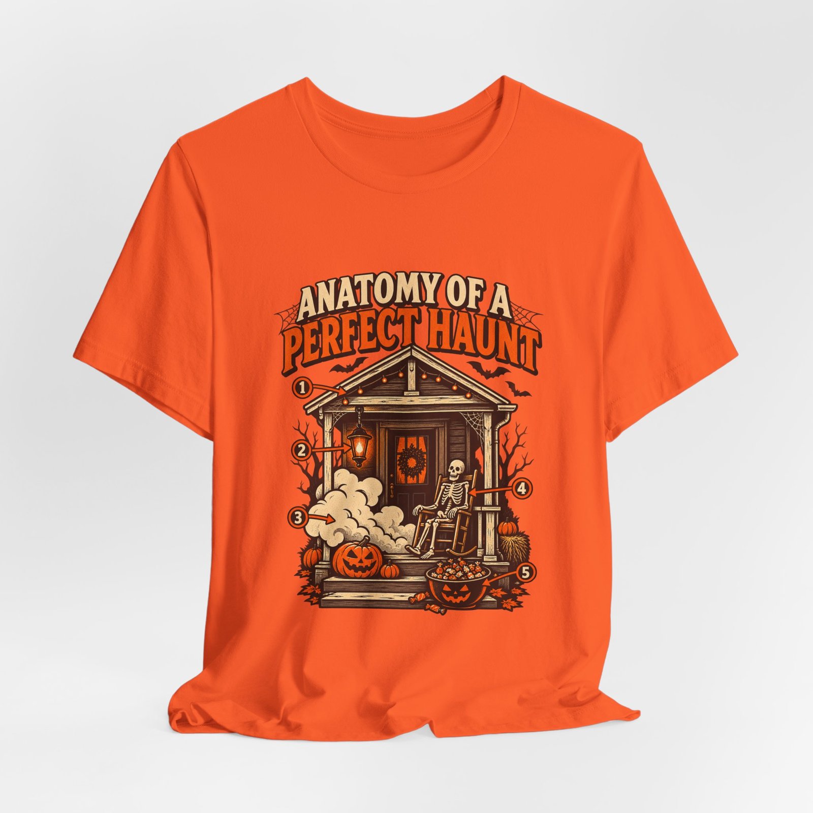 Anatomy Of A Haunted Porch Halloween Ghost Graphic Tee - Image 8