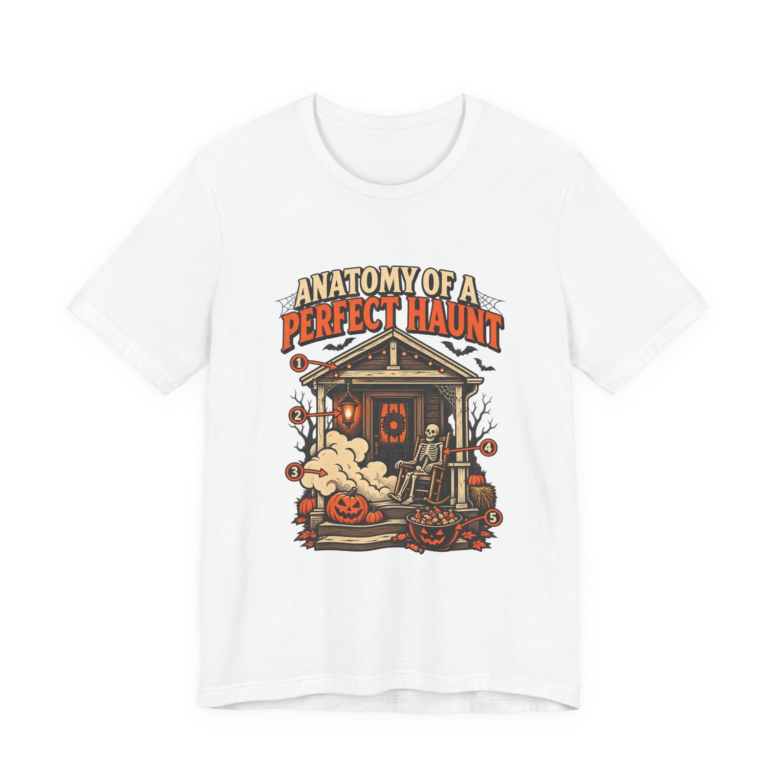 Anatomy Of A Haunted Porch Halloween Ghost Graphic Tee