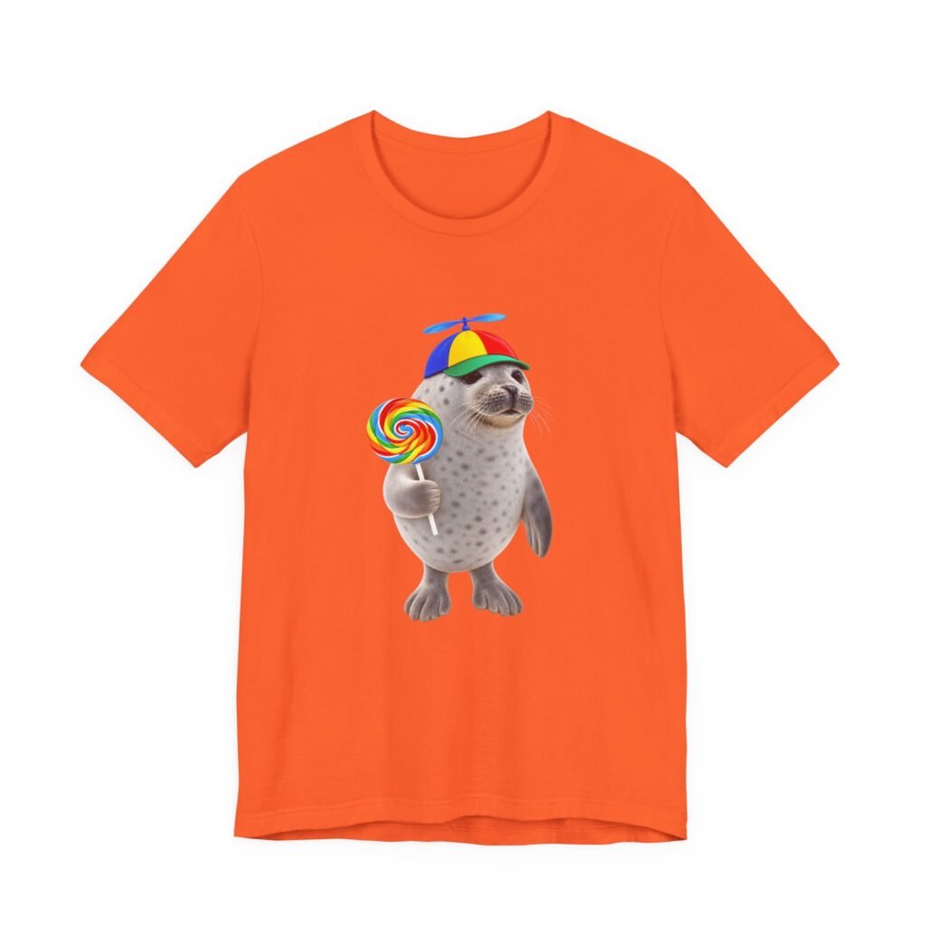Spotted Seal Lollipop Propeller Hat Silly Meme Graphic Tee