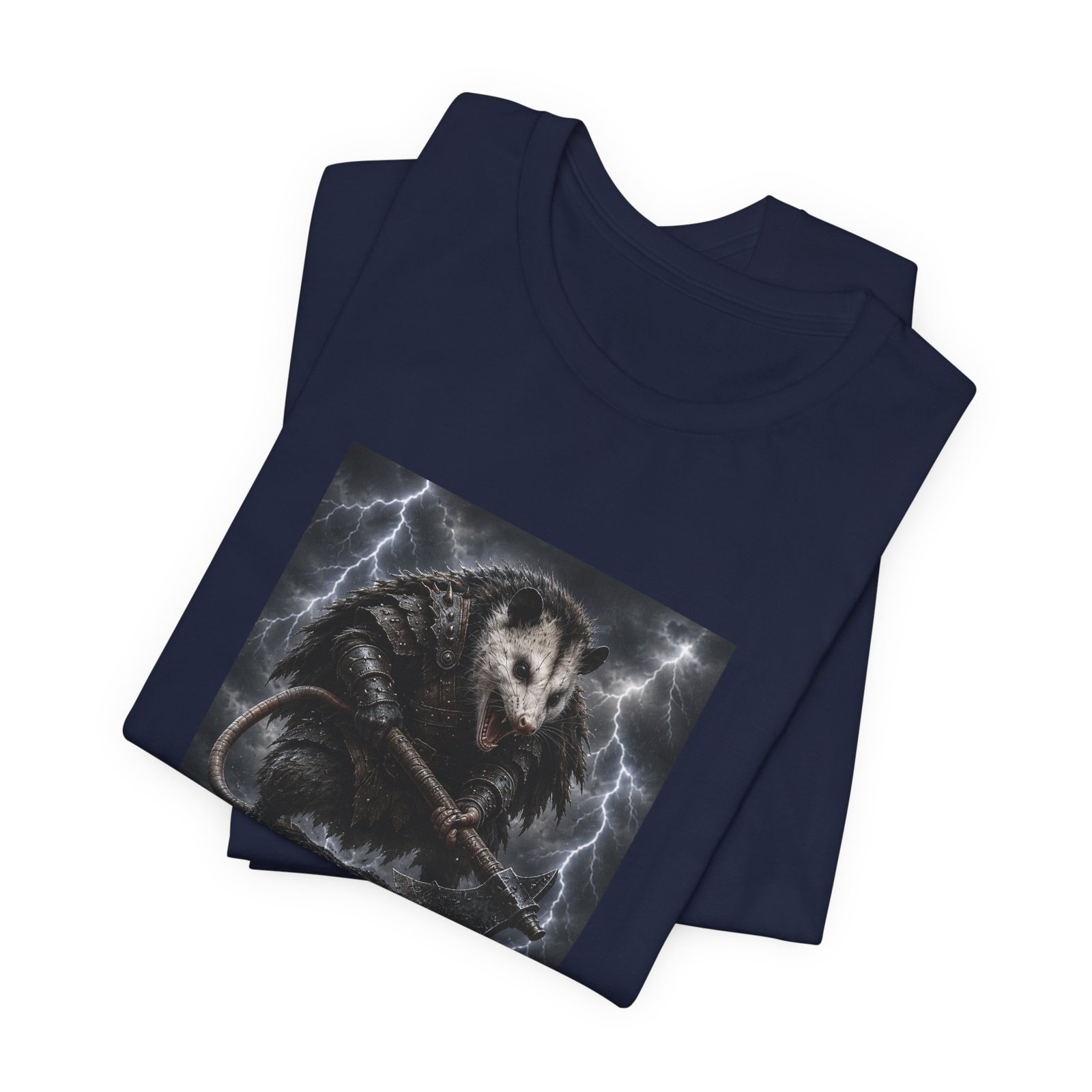 Opossum Warrior With Axe Lightning Storm Graphic Tee - Image 35