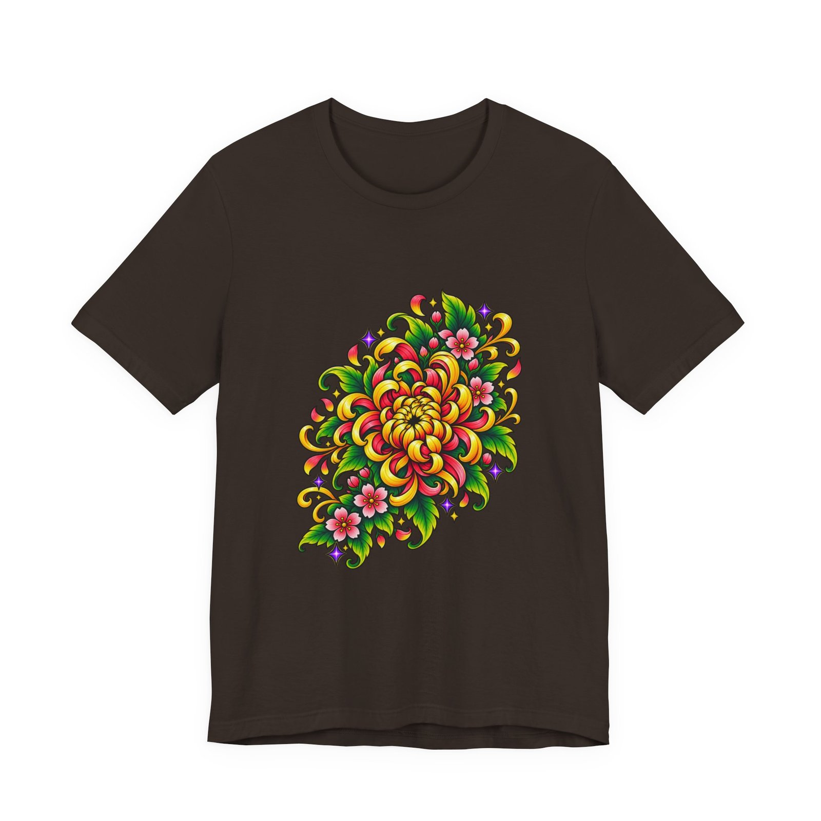 Vivid Chrysanthemum Floral Blossom Graphic Tee - Image 9