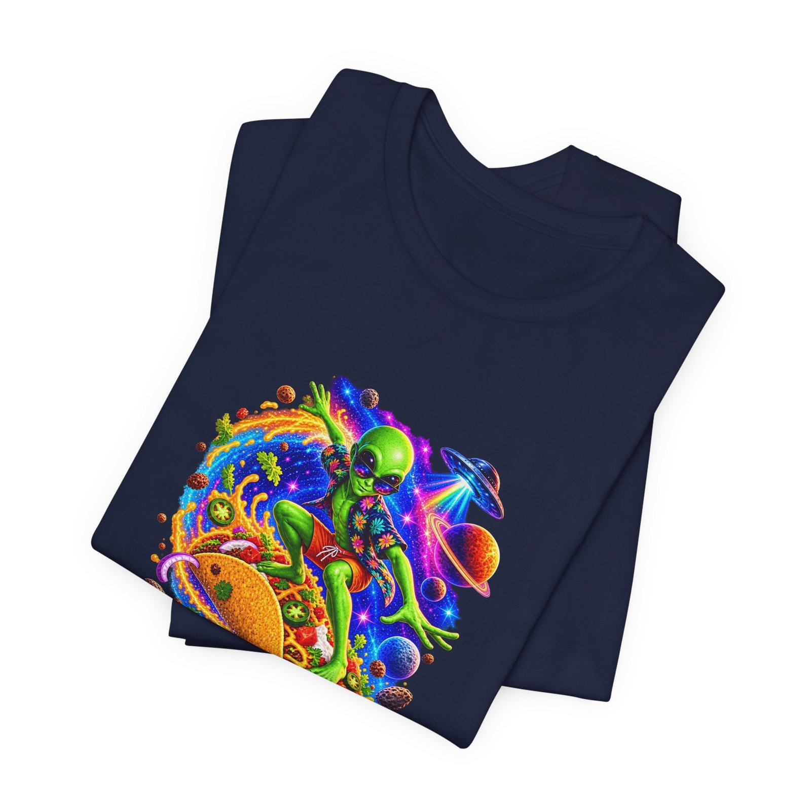 Alien Taco Space Surfer Graphic Tee - Image 35