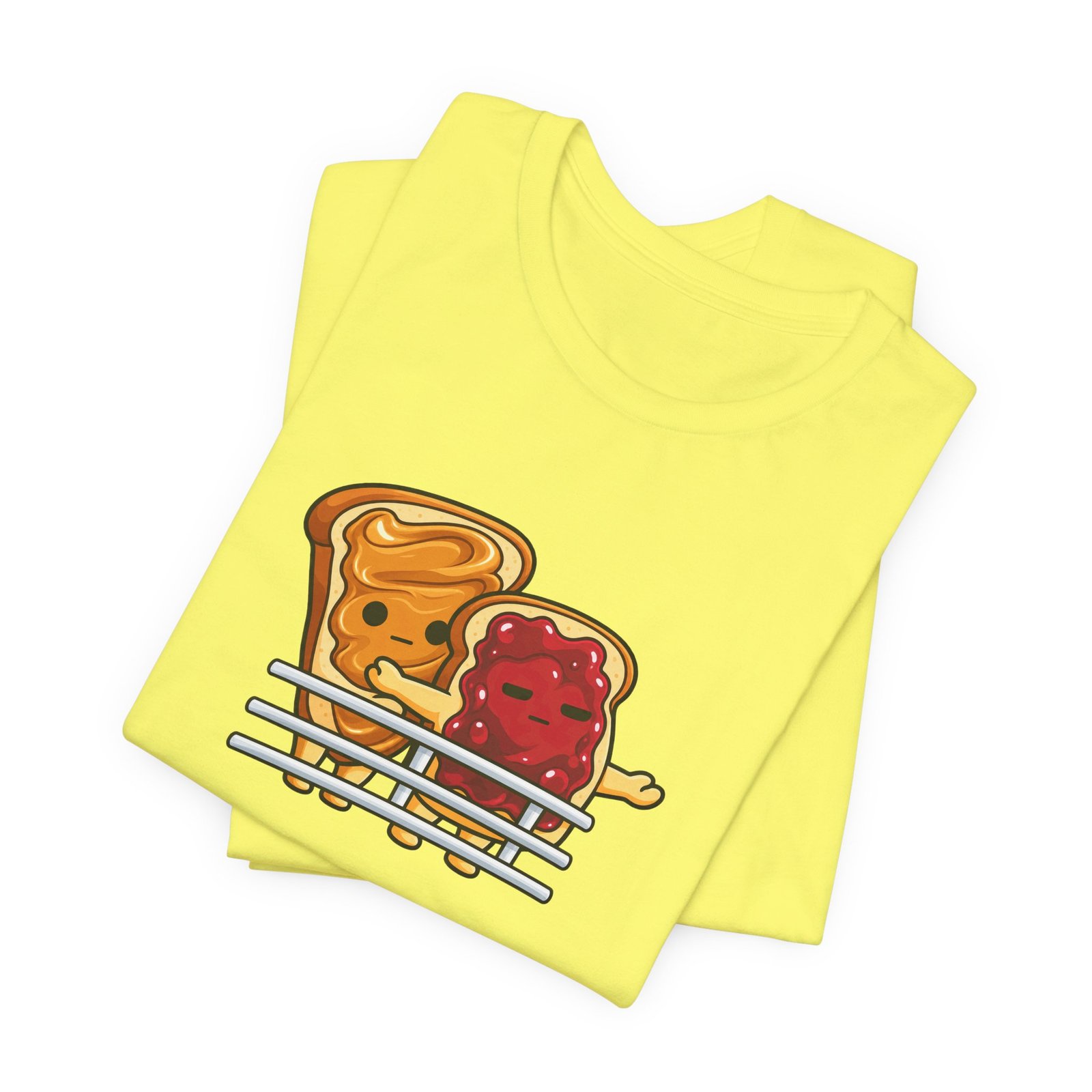 Cute Peanut Butter Jelly On Toast Lovers Ship Pose Graphic Tee - Image 11