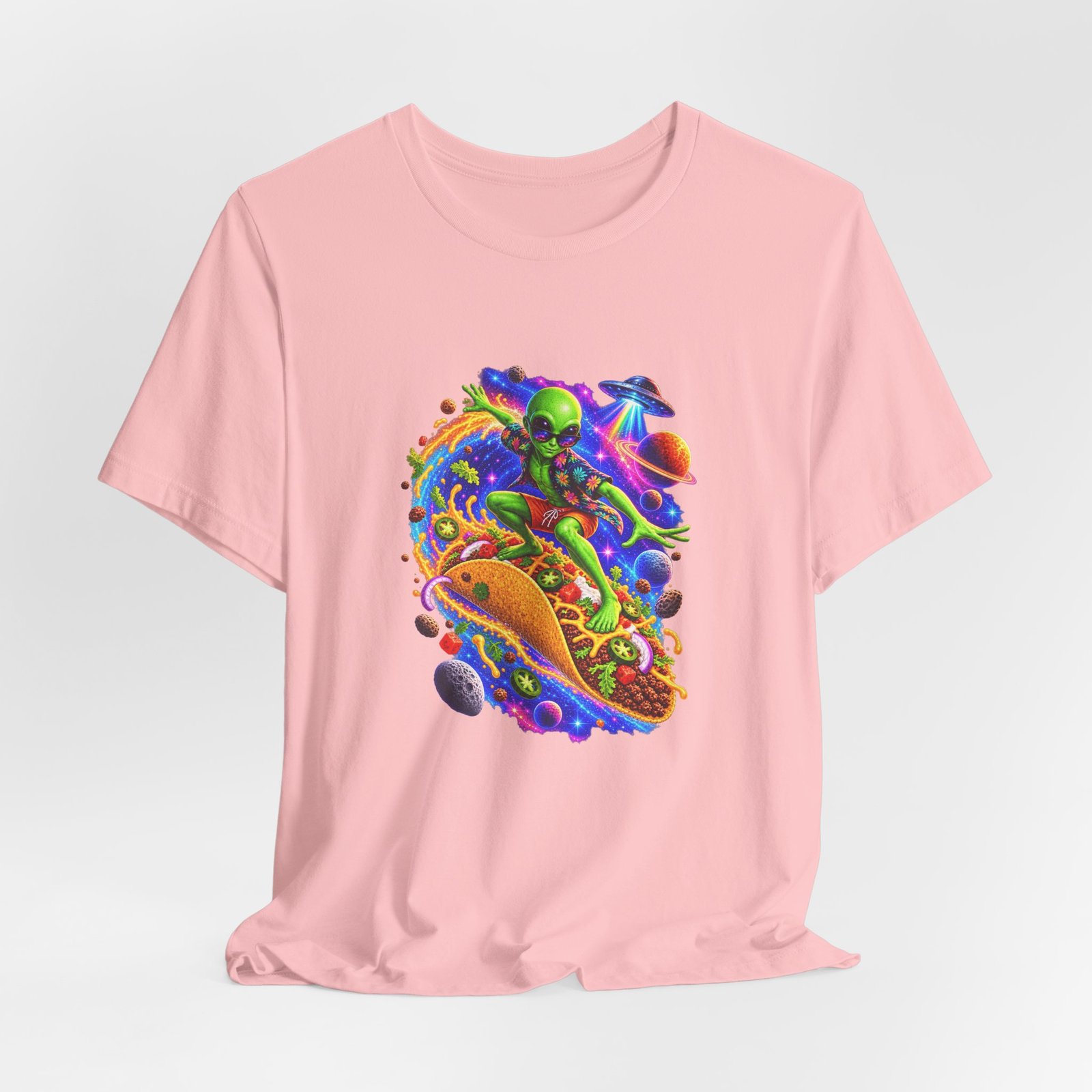 Alien Taco Space Surfer Graphic Tee - Image 44