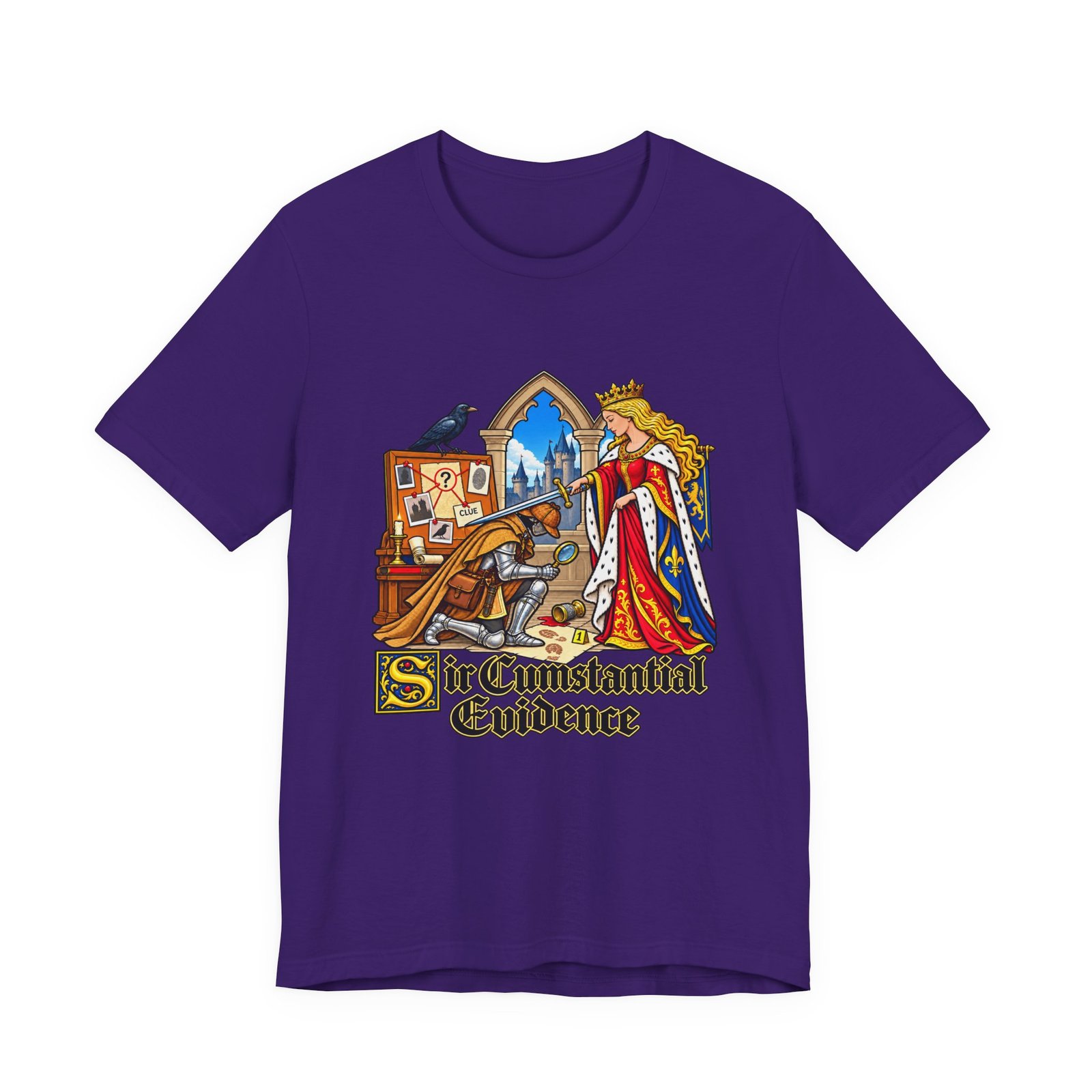 Sir Cumstantial Evidence Medieval Mystery Graphic Tee - Image 37