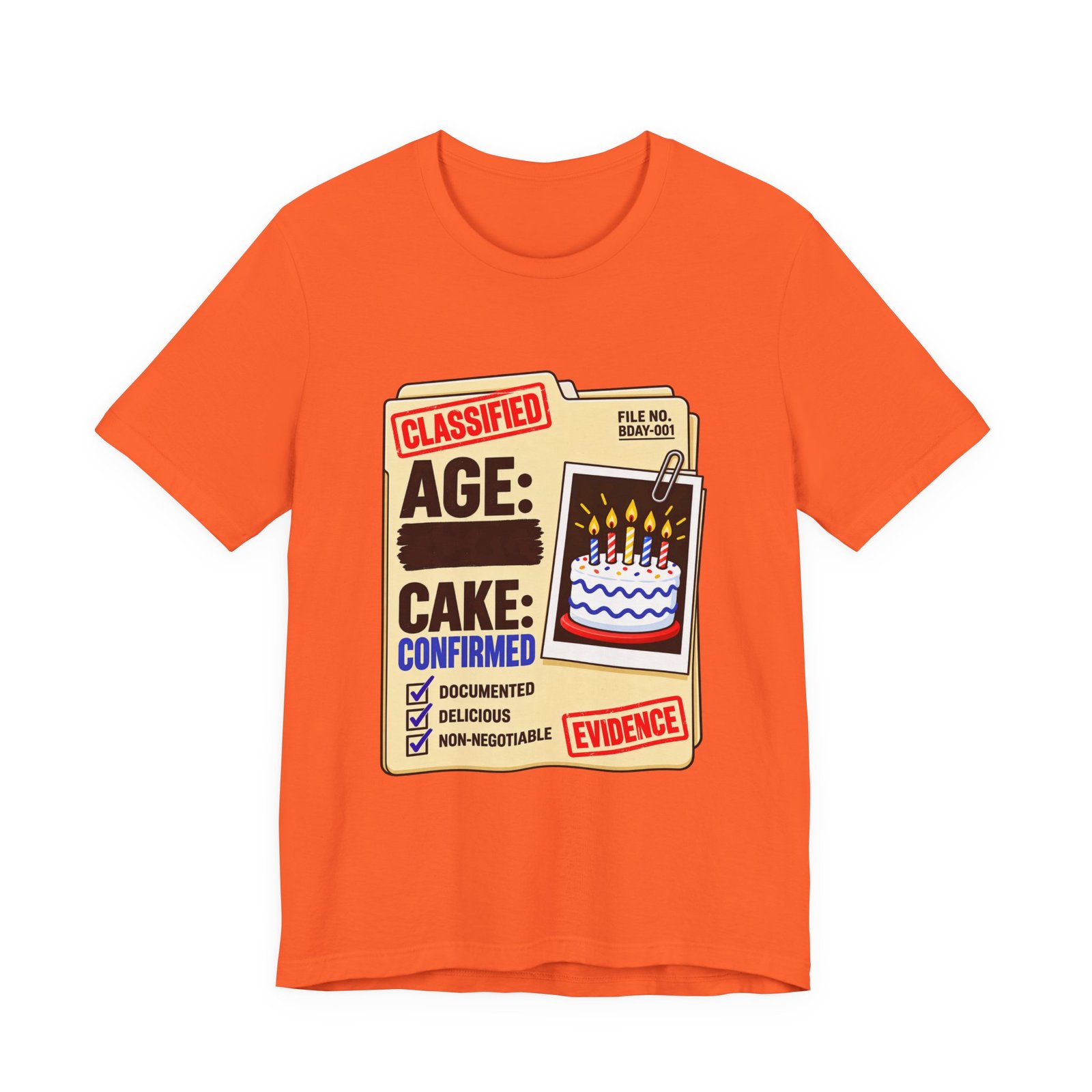 Classified Birthday Cake Funny Case Dossier Graphic Tee - Image 5