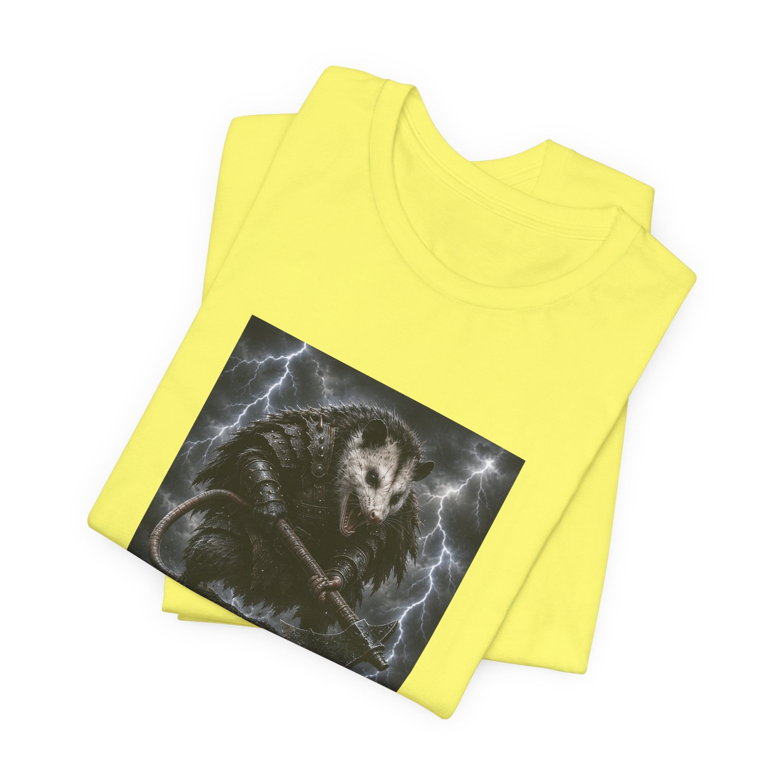 Opossum Warrior With Axe Lightning Storm Graphic Tee - Image 19