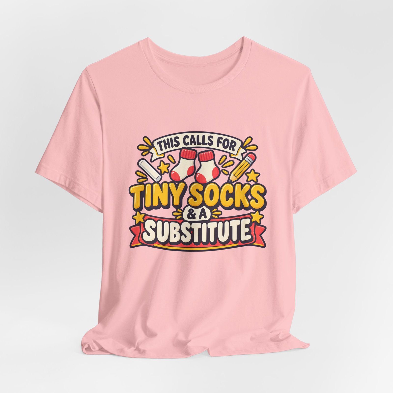 Teacher Baby Announcement Tiny Socks And Substitute Classroom Tee - Image 44