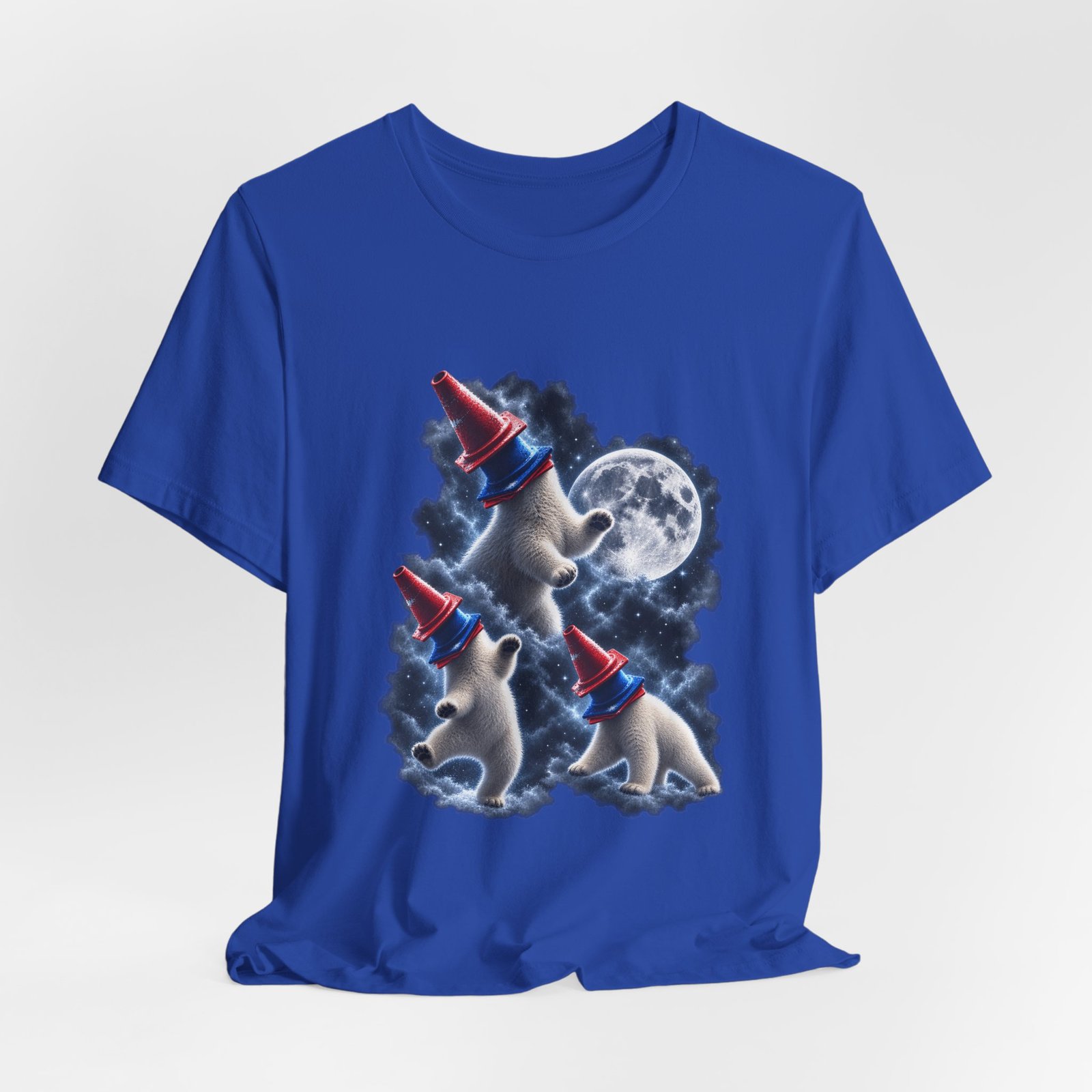 Surreal Polar Bears With Traffic Cones Moon Humor Graphic Tee - Image 20