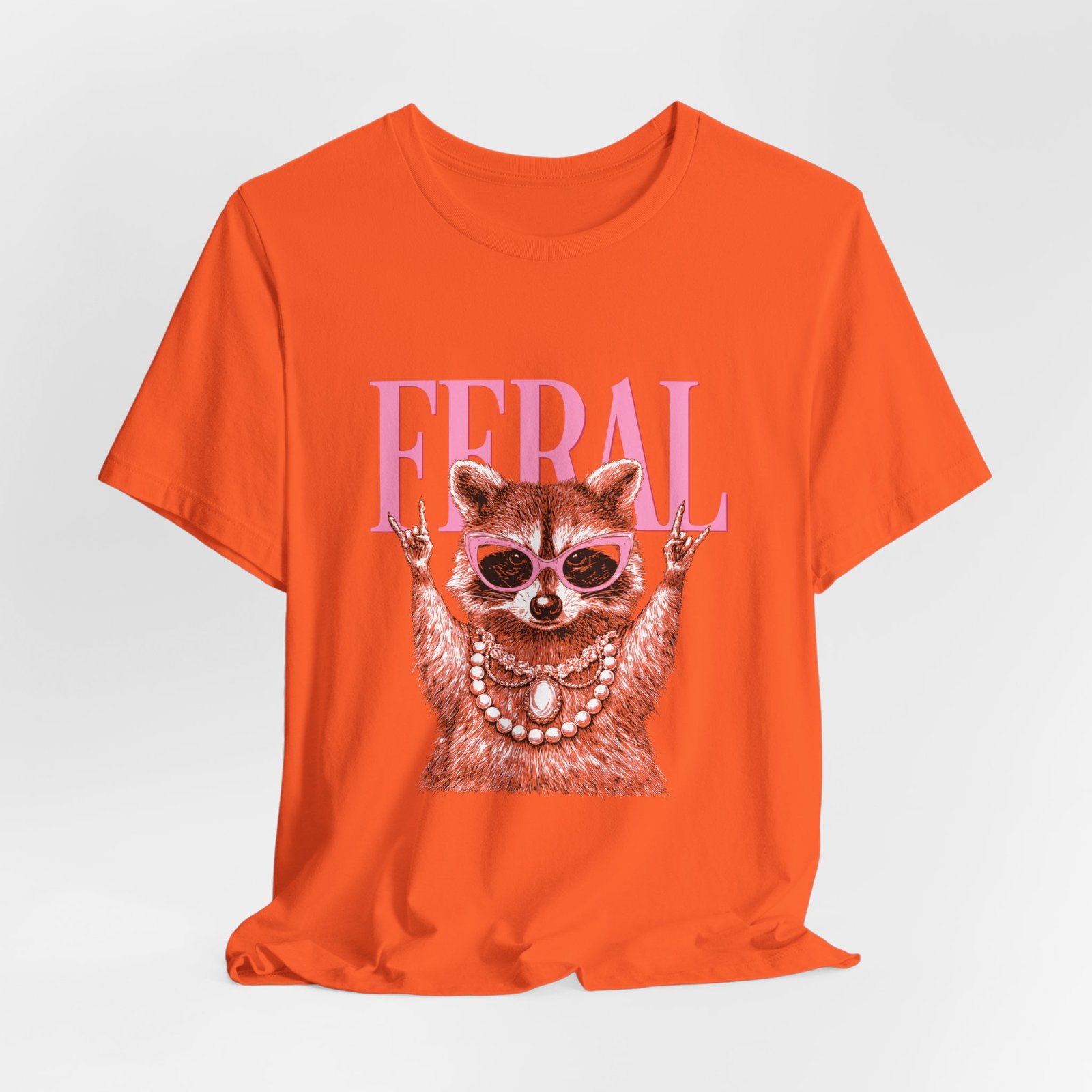 Feral Raccoon Pink Sunglasses Pearl Attitude Graphic Tee - Image 8