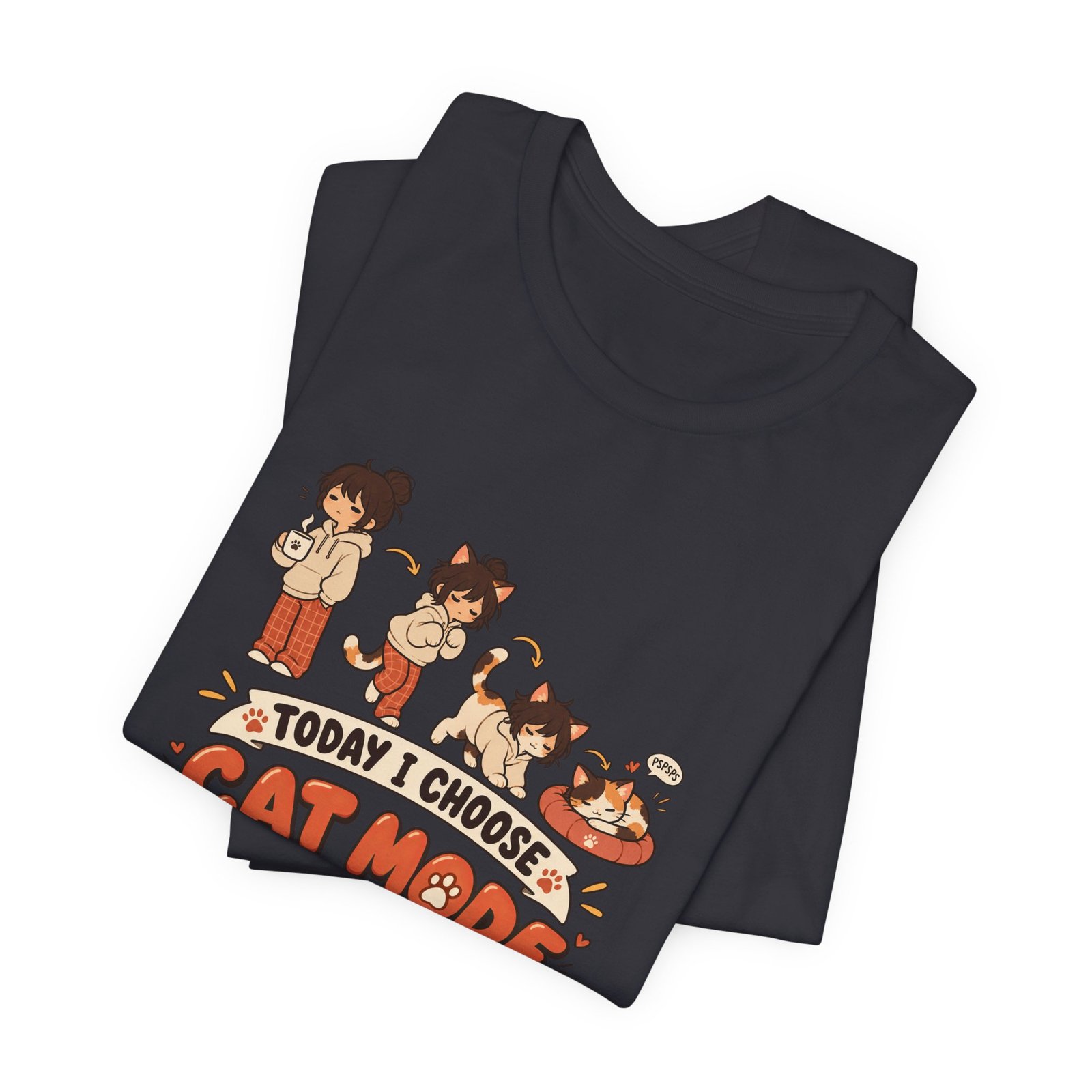 Cat Mode Transformation Cartoon Graphic Tee - Image 23