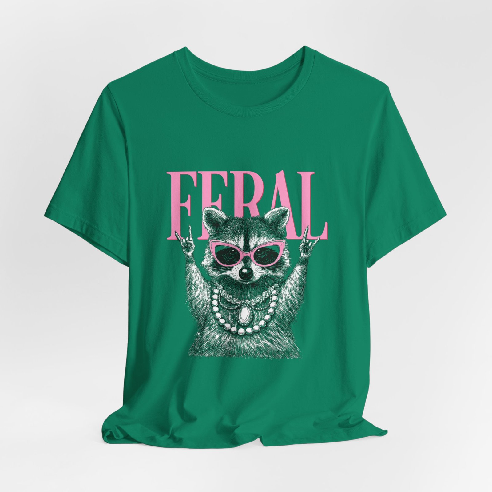Feral Raccoon Pink Sunglasses Pearl Attitude Graphic Tee - Image 28