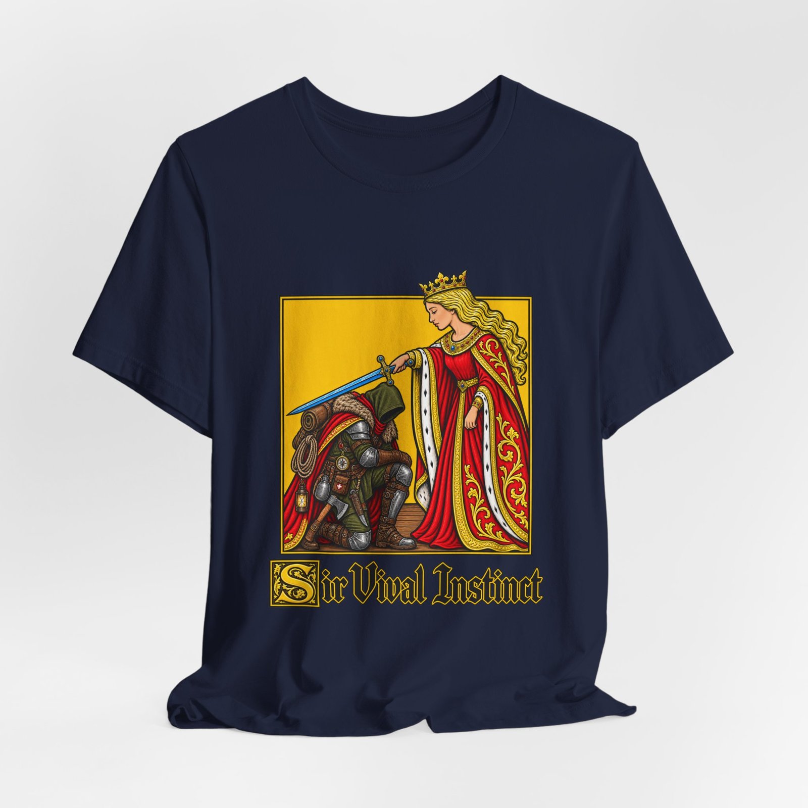 Sir Vival Instinct Medieval Survivalist Pun Graphic Tee - Image 36