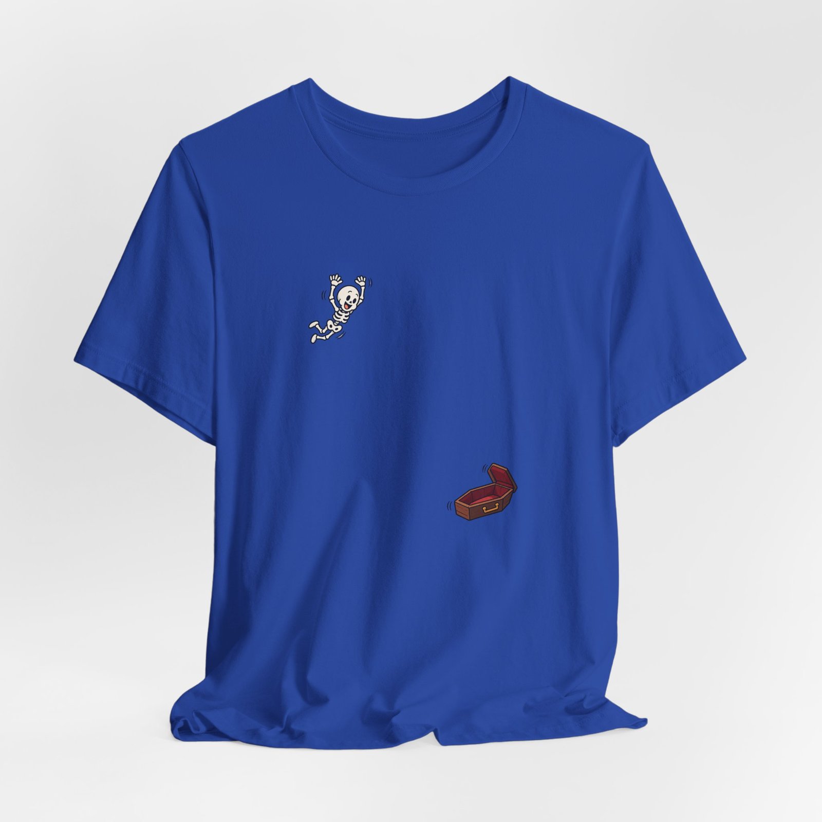 Funny Skeleton Jumping Into Coffin Halloween Humor Graphic Tee - Image 20