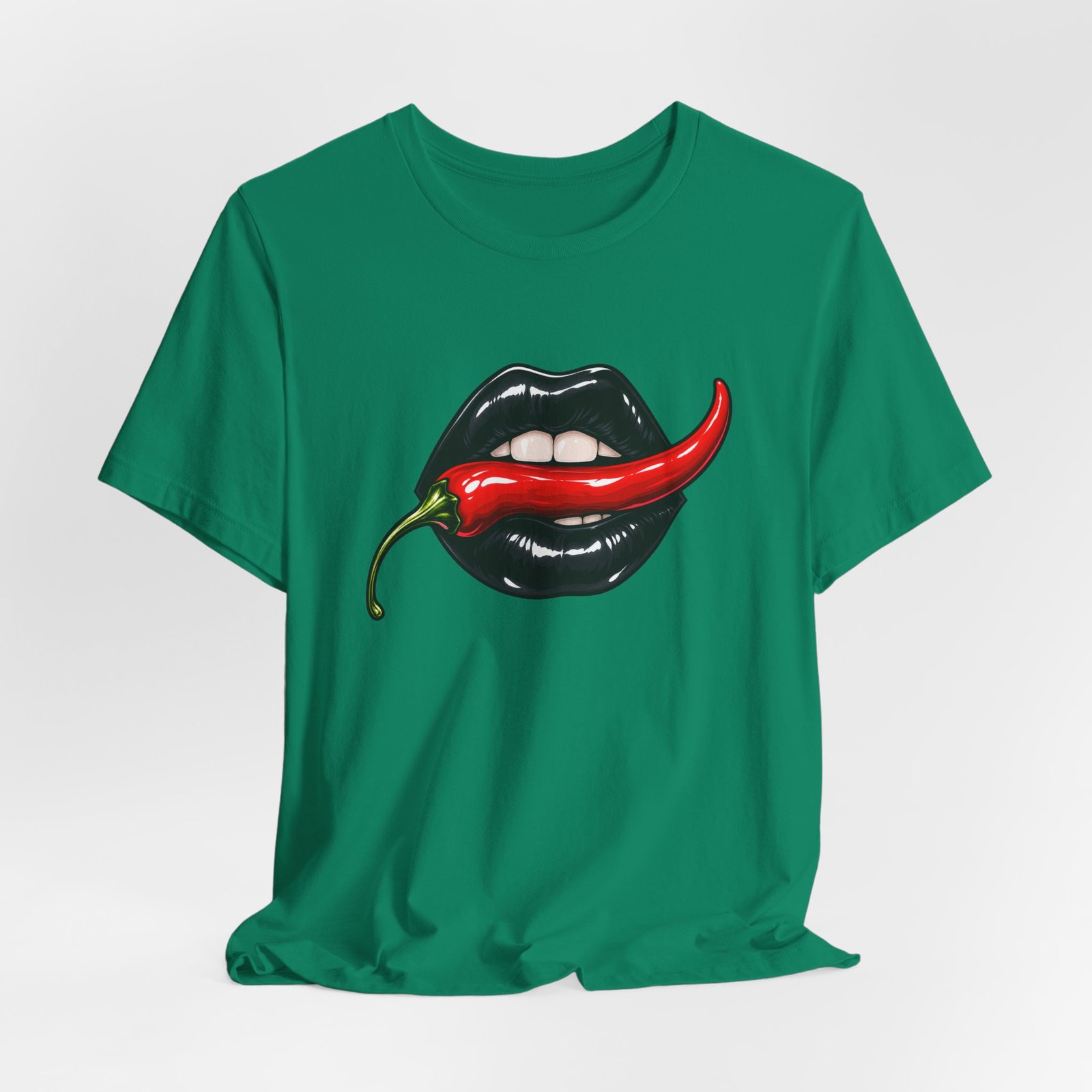 Chili Lips Bite Spicy Food Humor Graphic Tee - Image 28