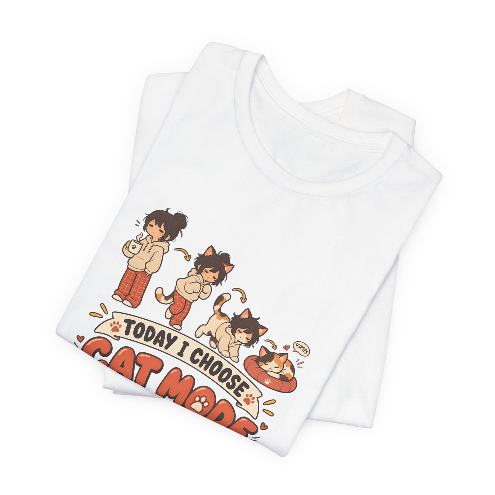Cat Mode Transformation Cartoon Graphic Tee - Image 3
