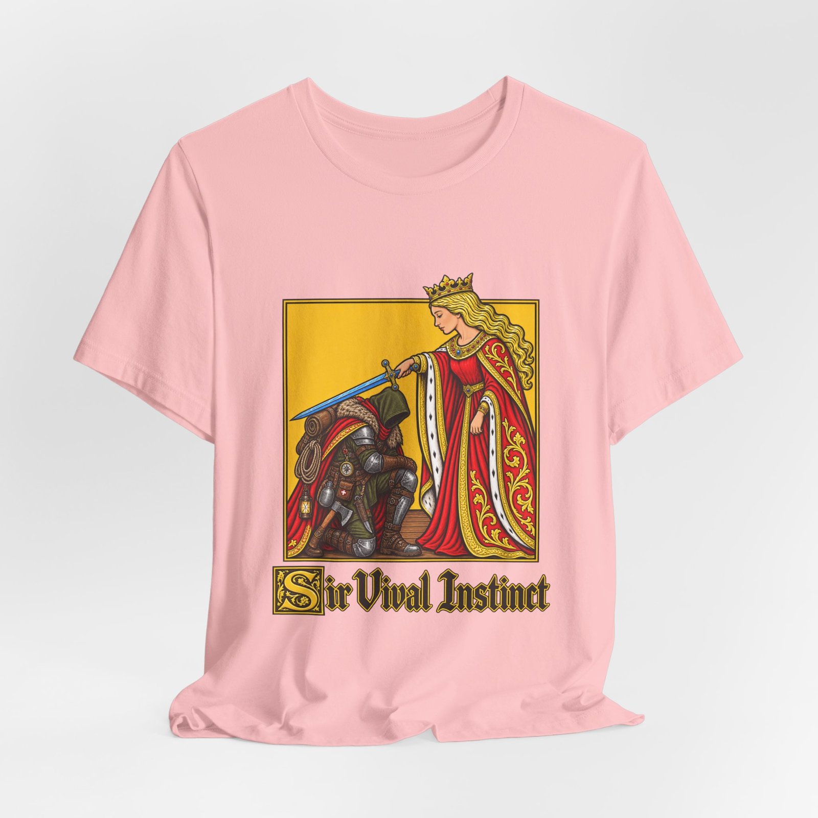 Sir Vival Instinct Medieval Survivalist Pun Graphic Tee - Image 44