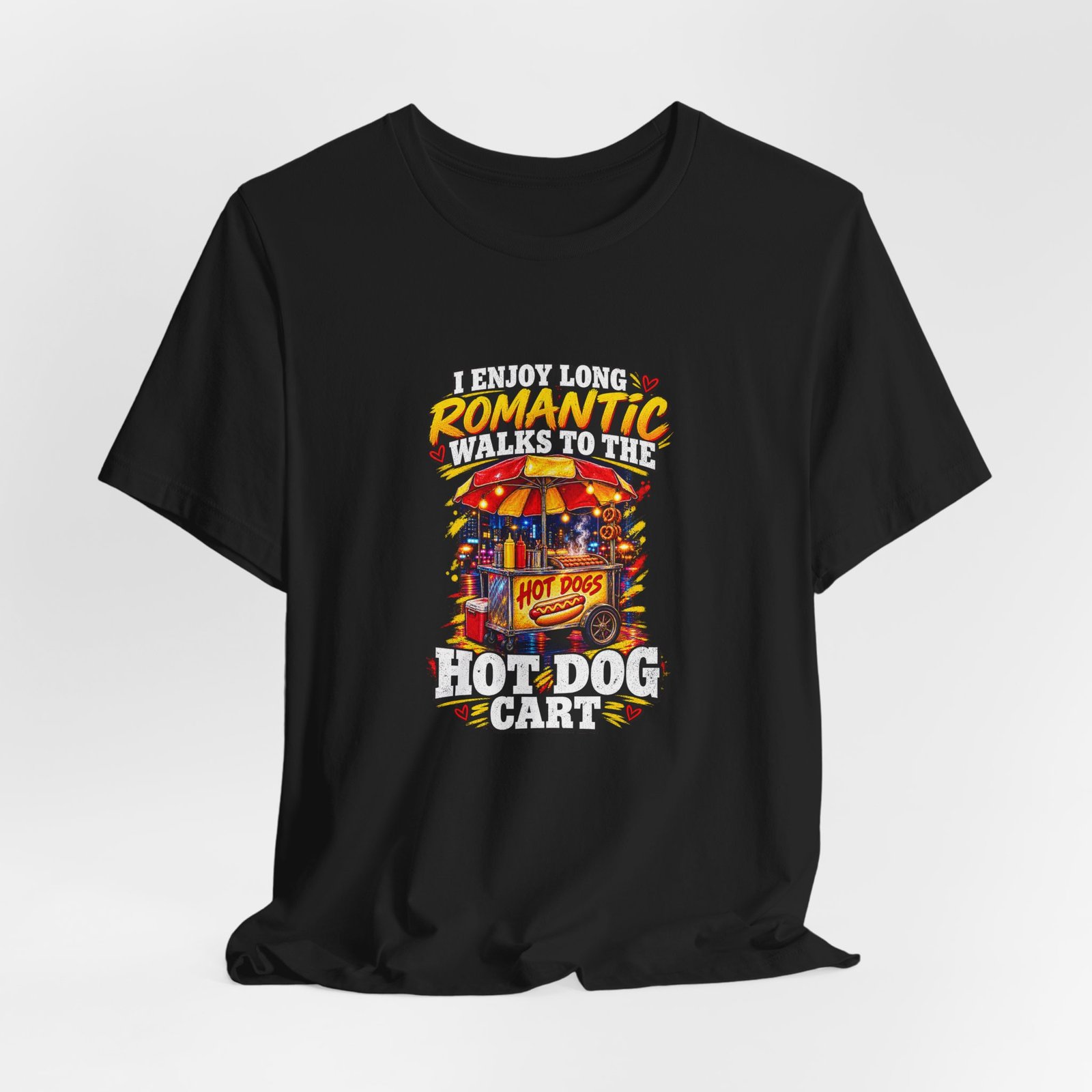 Romantic Walks To The Hot Dog Cart Graphic Tee - Image 16