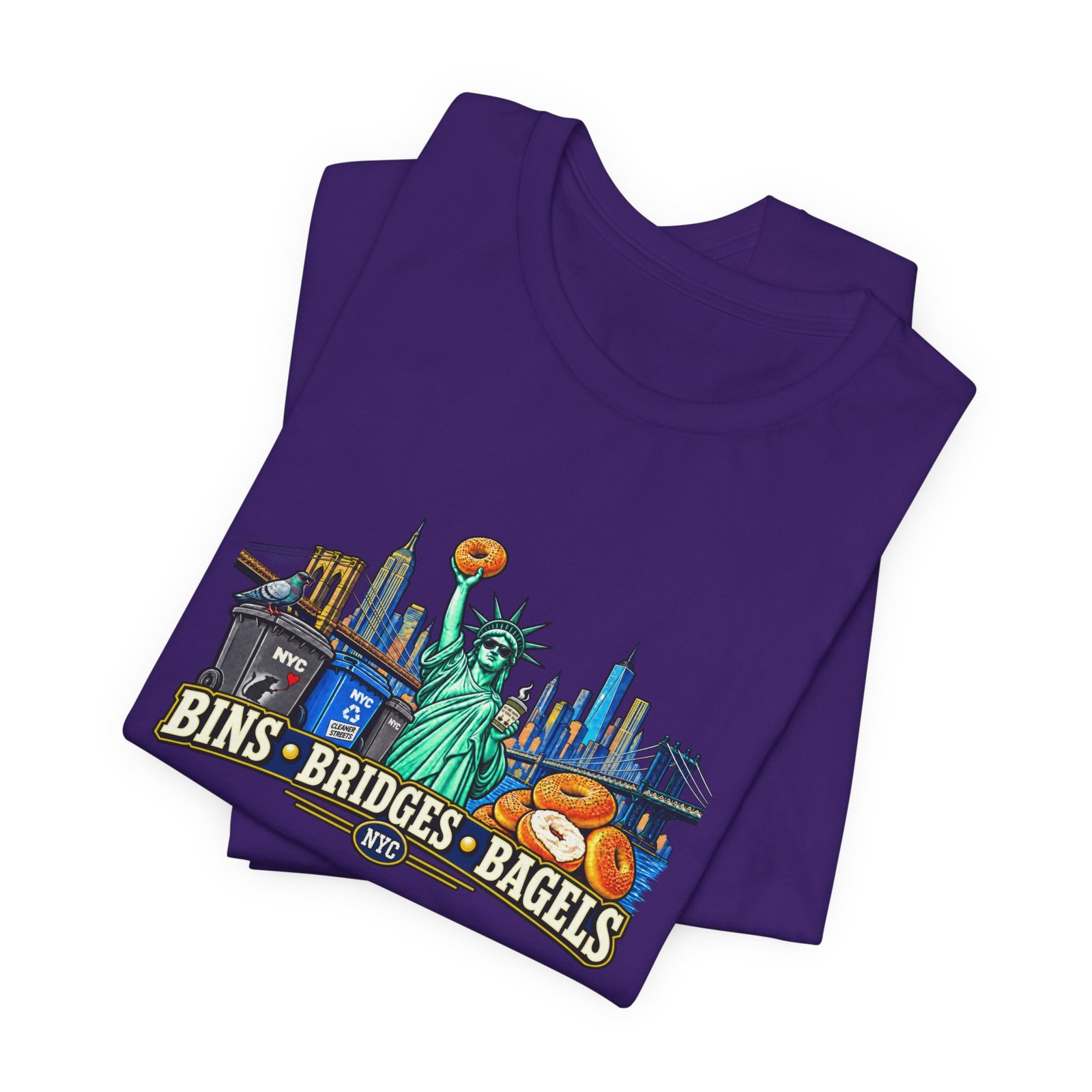 NYC Cleaner Streets Liberty Bagels Bridges Bins Graphic Tee - Image 39