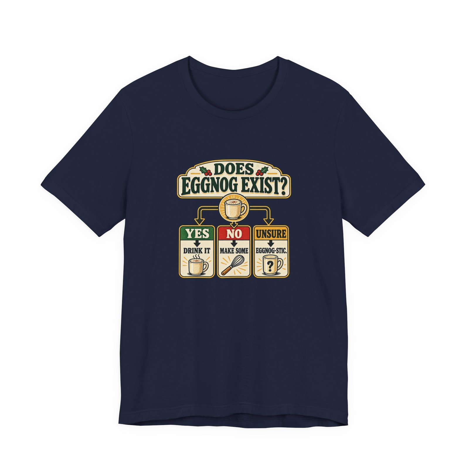 Does Eggnog Pun Exist Holiday Chart Graphic Tee - Image 33