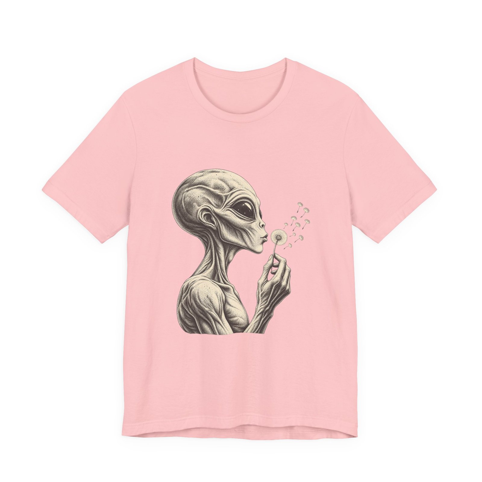 Alien Blowing Dandelion Seeds Wishful Extraterrestrial Wonder Tee - Image 41