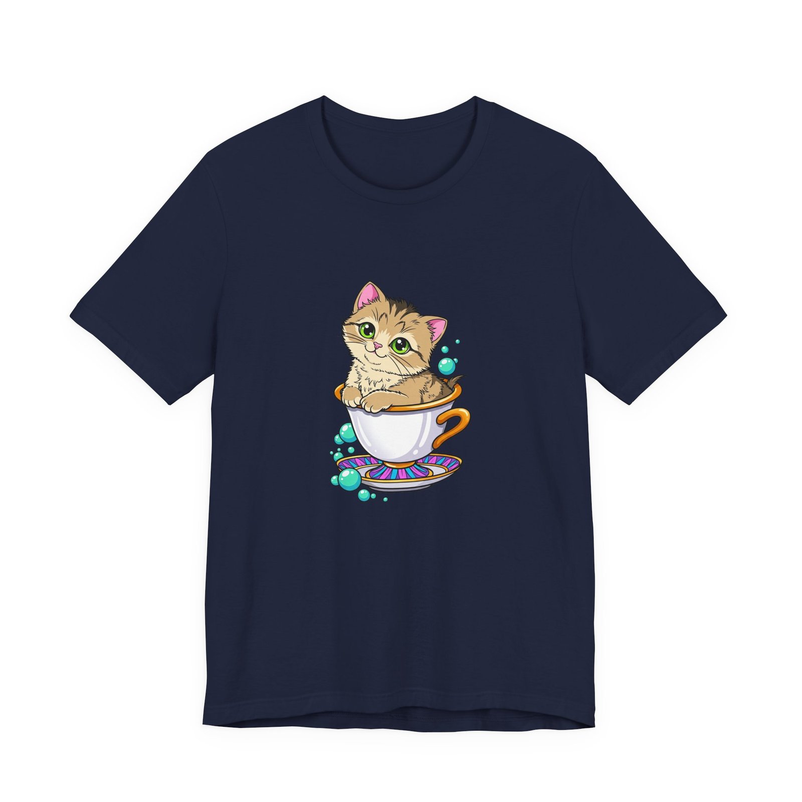 Cute Green Eyed Kitten in Teacup with Blue Bubbles - Image 21