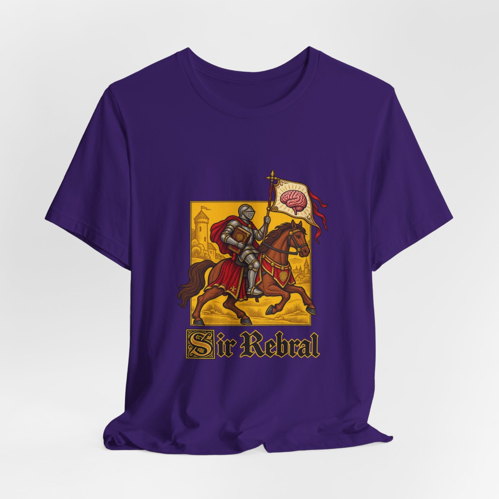Sir Rebral Cerebral Knight Brain Banner Tee - Image 40