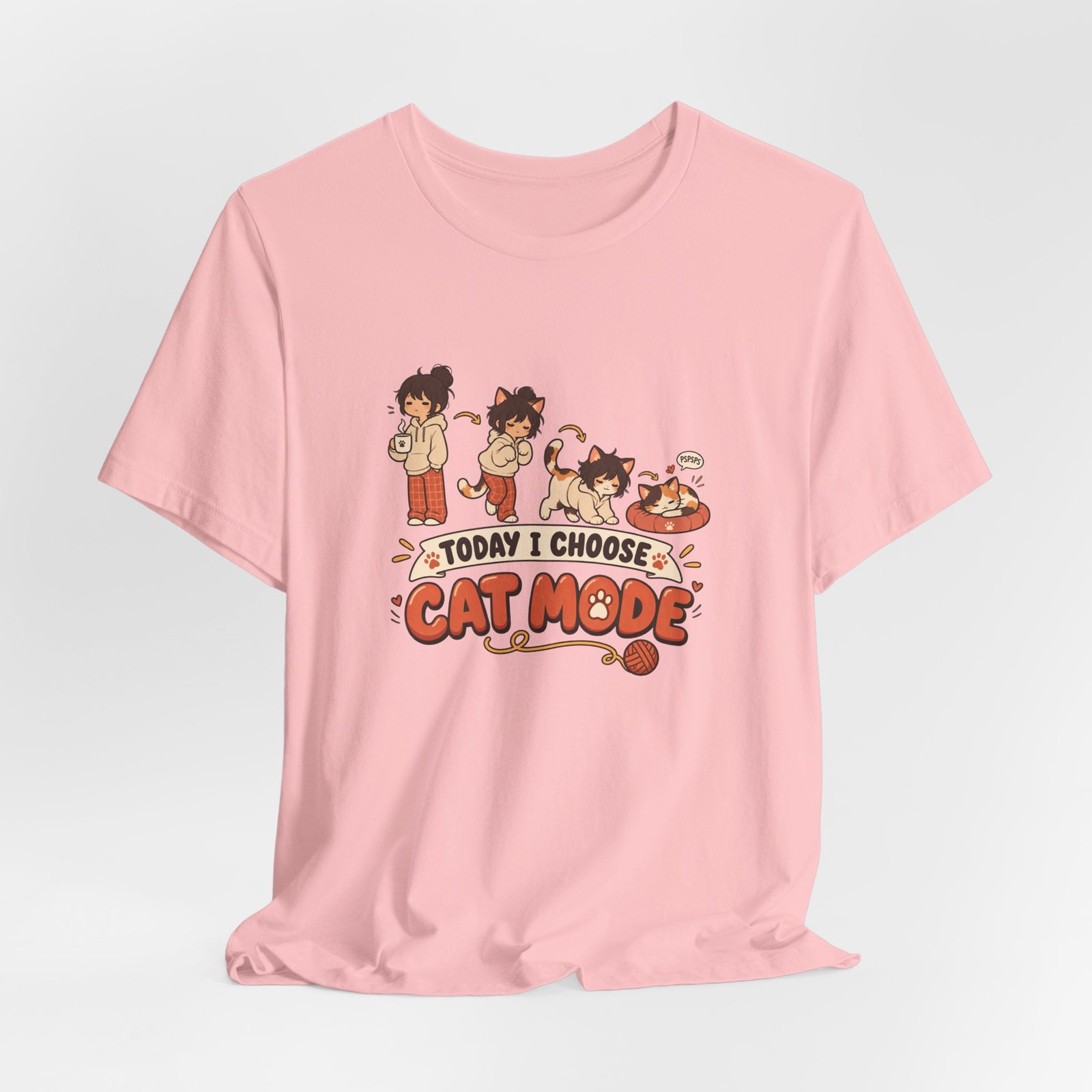 Cat Mode Transformation Cartoon Graphic Tee - Image 44