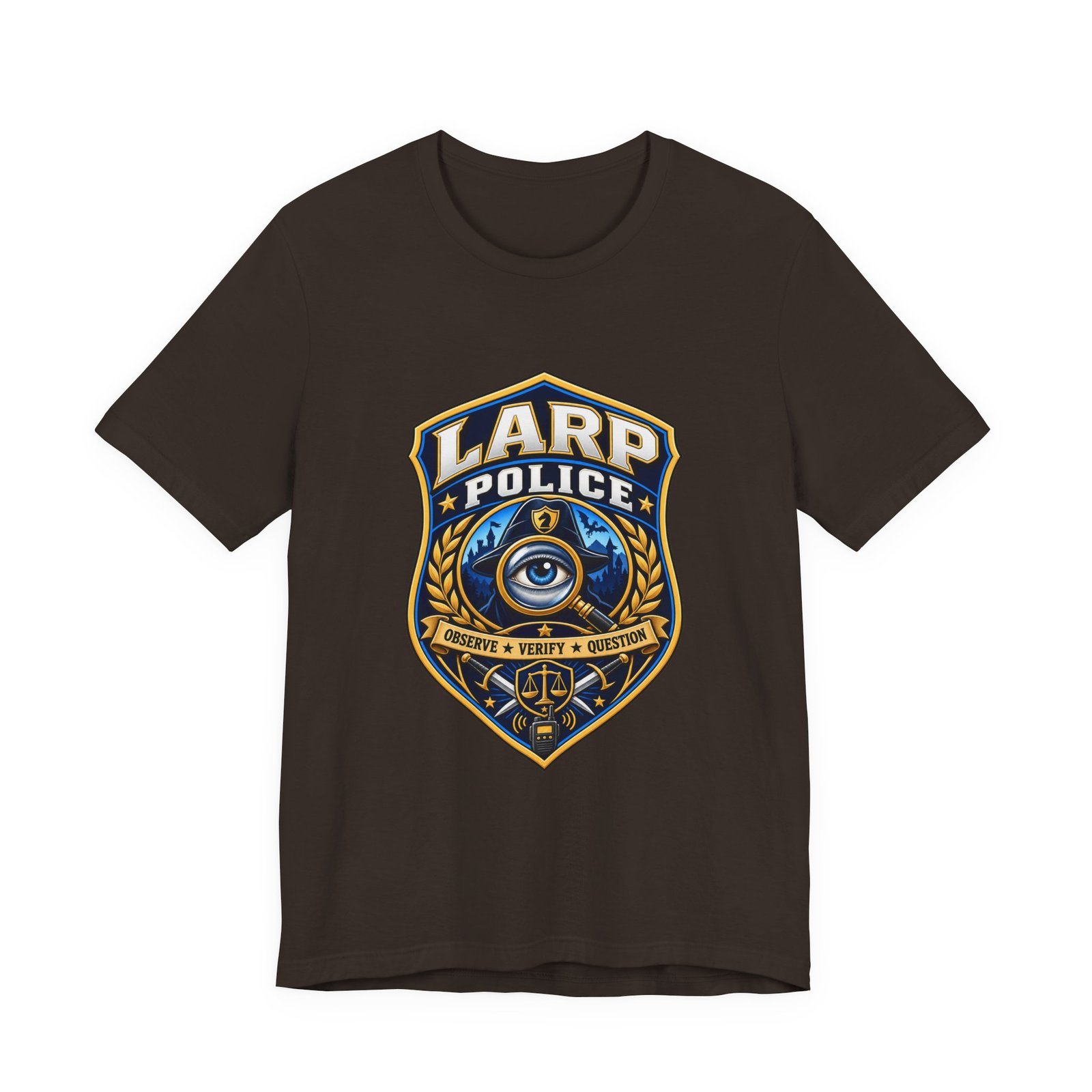 LARP Police Observe Verify Question Badge Tee - Image 9