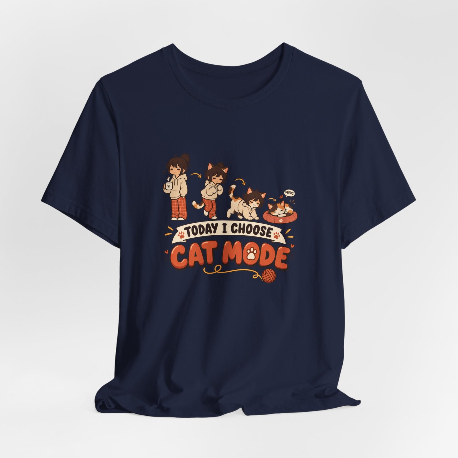 Cat Mode Transformation Cartoon Graphic Tee - Image 36
