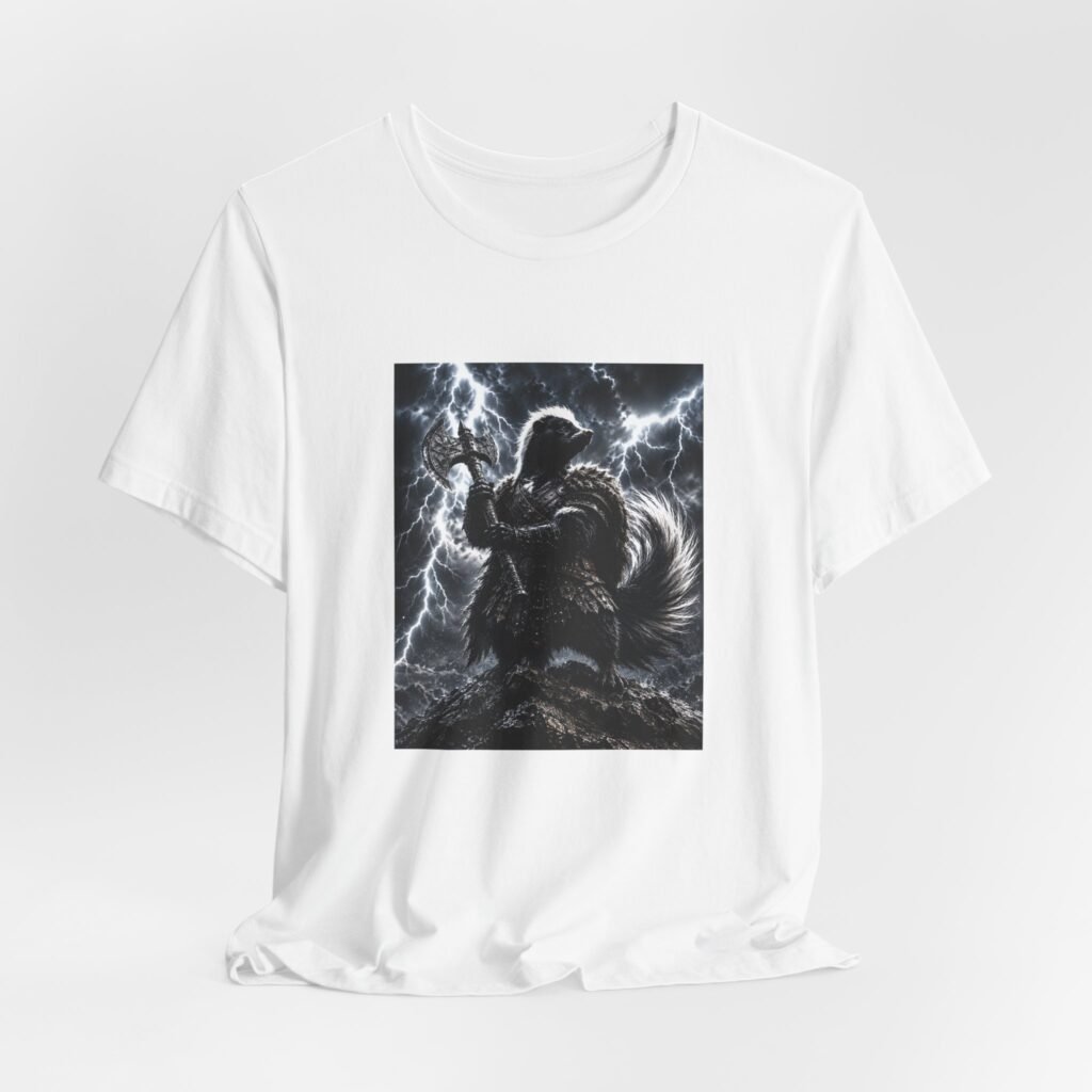 Storm Skunk Axe Warrior Fantasy Lightning Graphic Tee