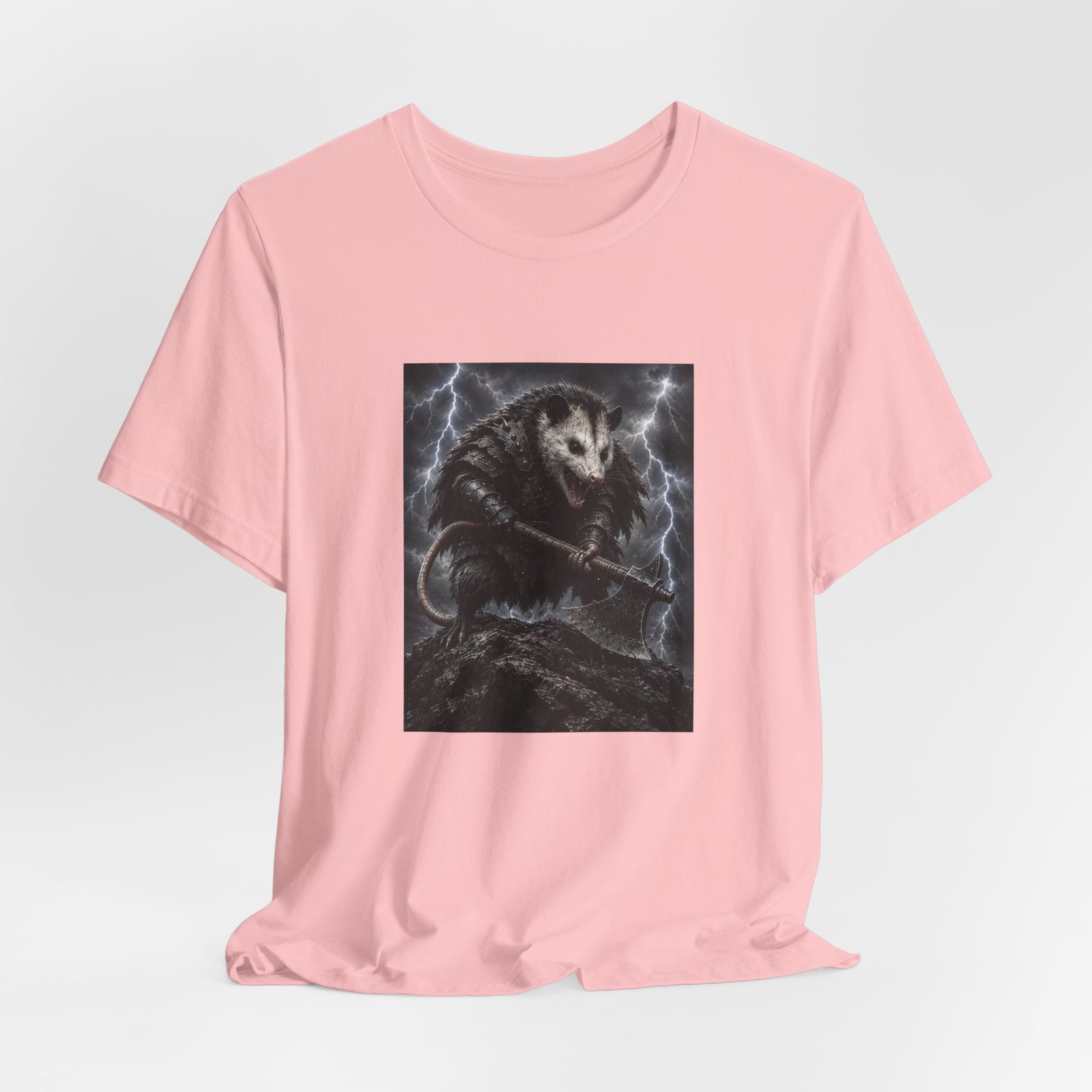 Opossum Warrior With Axe Lightning Storm Graphic Tee - Image 44