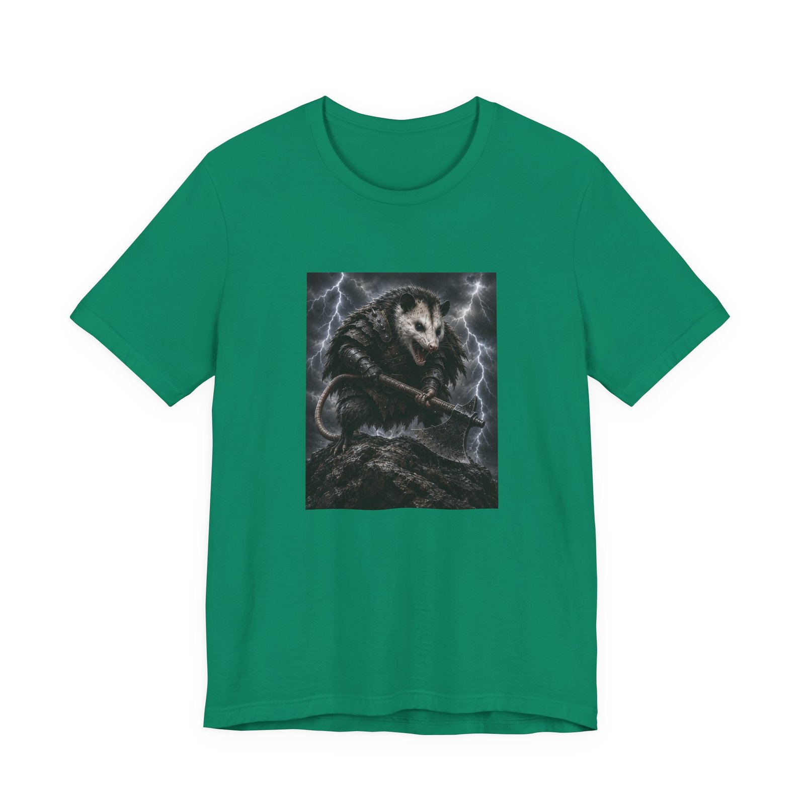 Opossum Warrior With Axe Lightning Storm Graphic Tee - Image 25